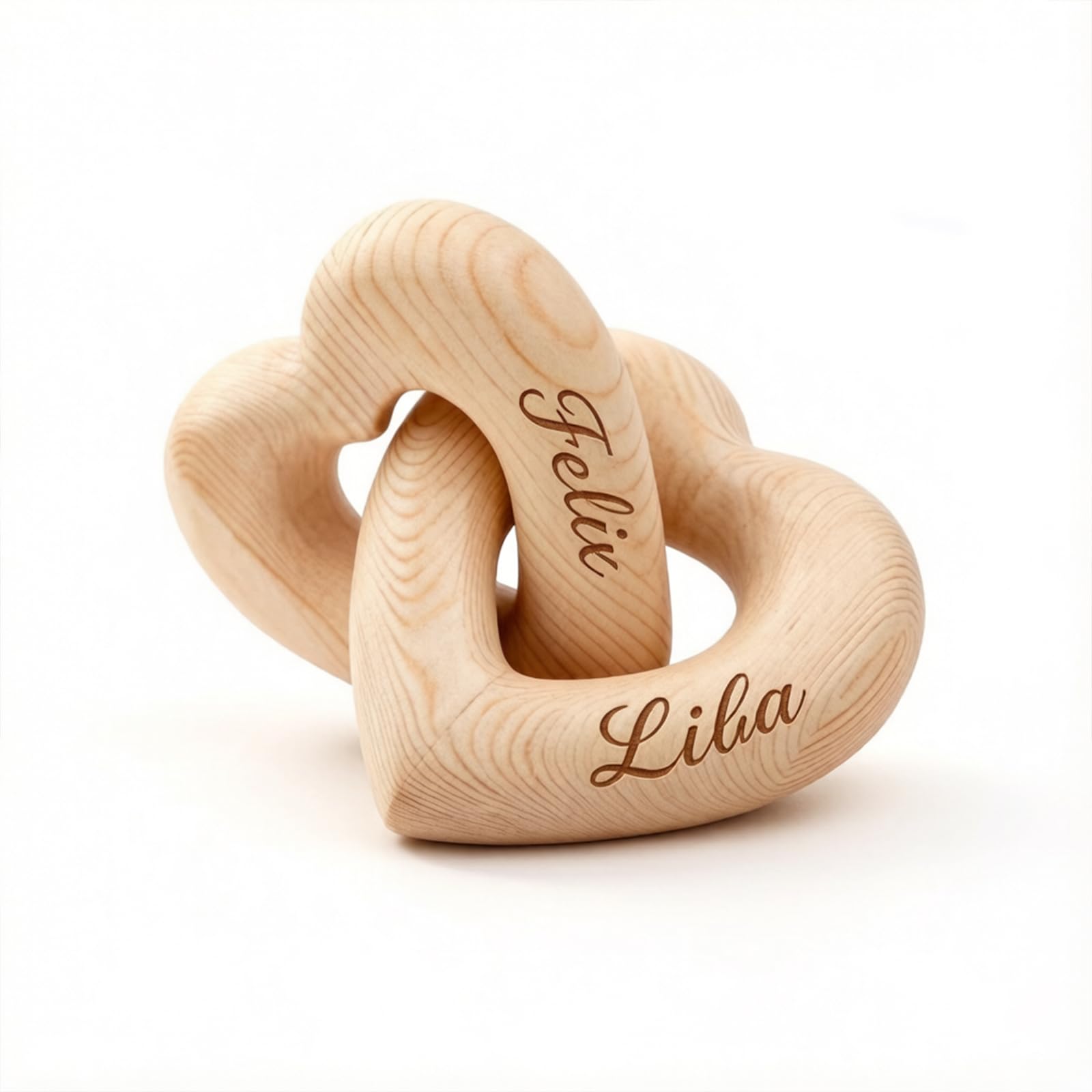 BBNNZ Custom Engraved Wooden Hearts Personalised Couple Name Date Coordinates Romantic Valentine’s Birthday for Her Him Solid Love Symbol Tabletop Ornament (Wood color 3)