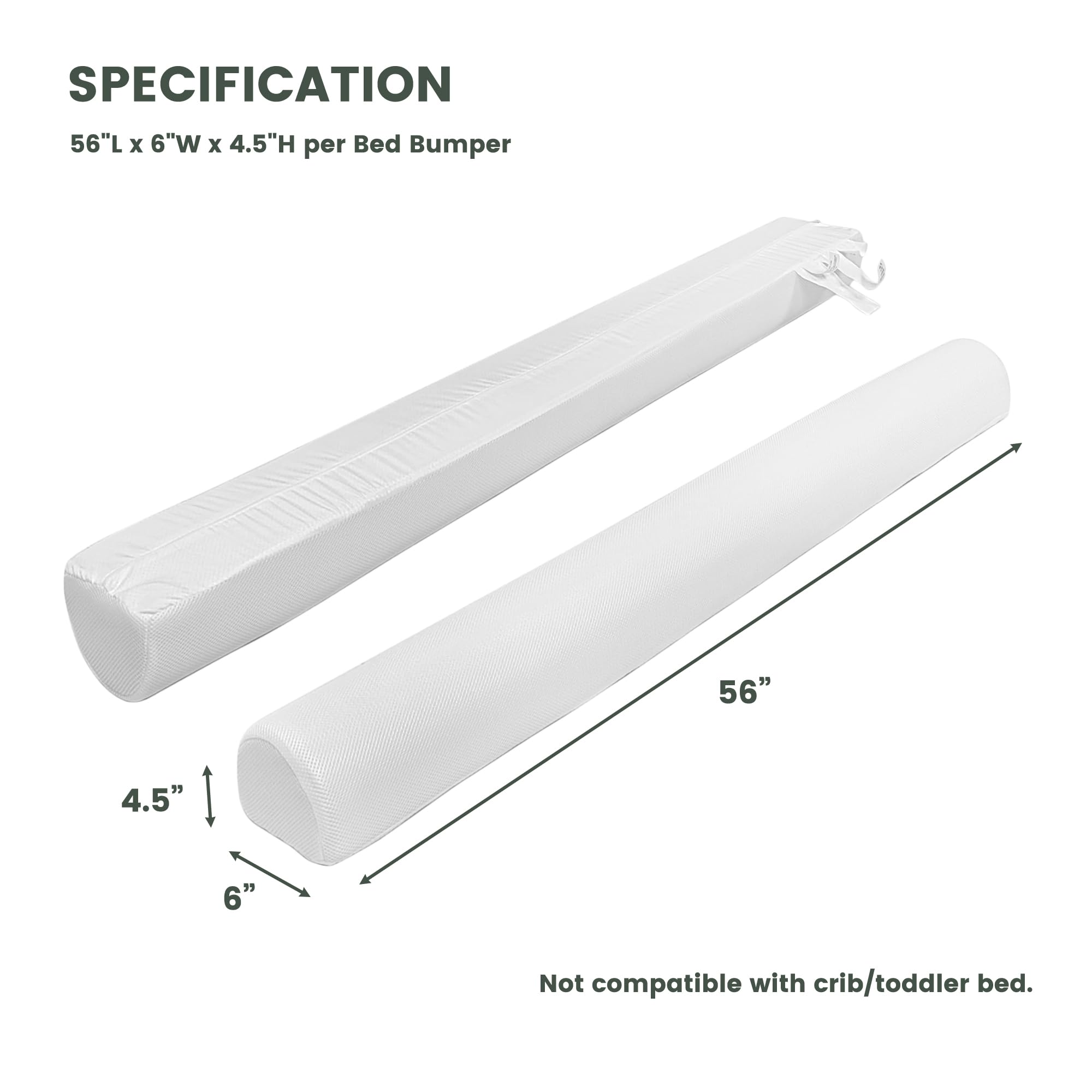 fond + found Parachoques de cama de tela de malla para niños pequeños [2 paquetes] Riel de cama de seguridad de espuma para niños y bebés, parachoques de cama transpirable con funda antideslizante y