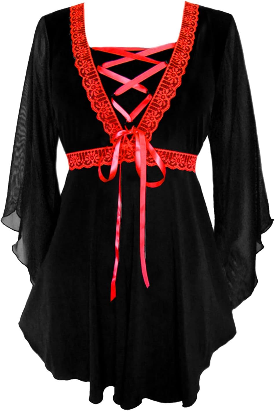 Dare to Wear Immortal Vampire Costume: Fangs, Faux Ruby Choker & Gothic Victorian Lace Women's Dare Corset Top - Image 2