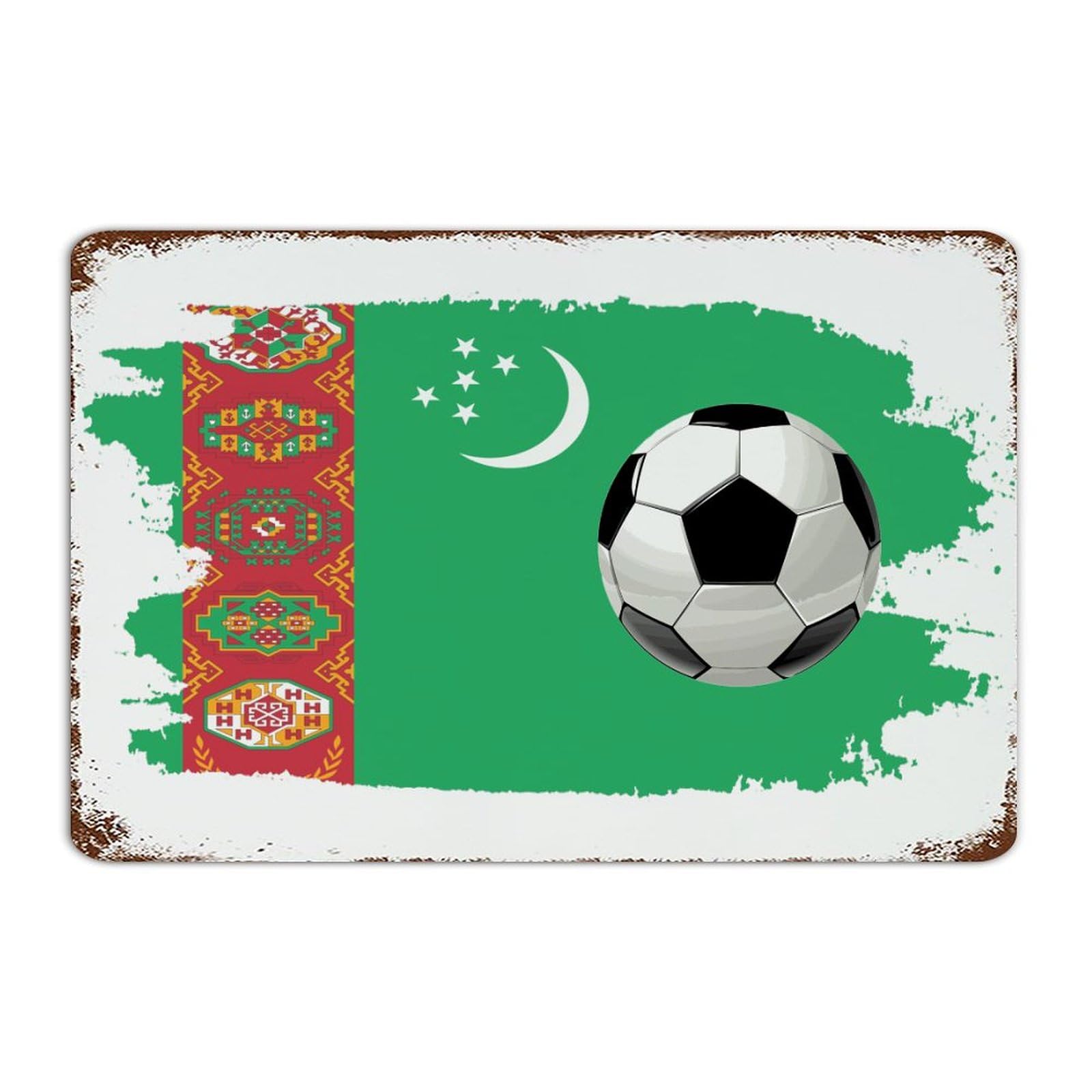 Plaque Métal Football Turkménistan : Résiste aux Intempéries sur la Terrasse