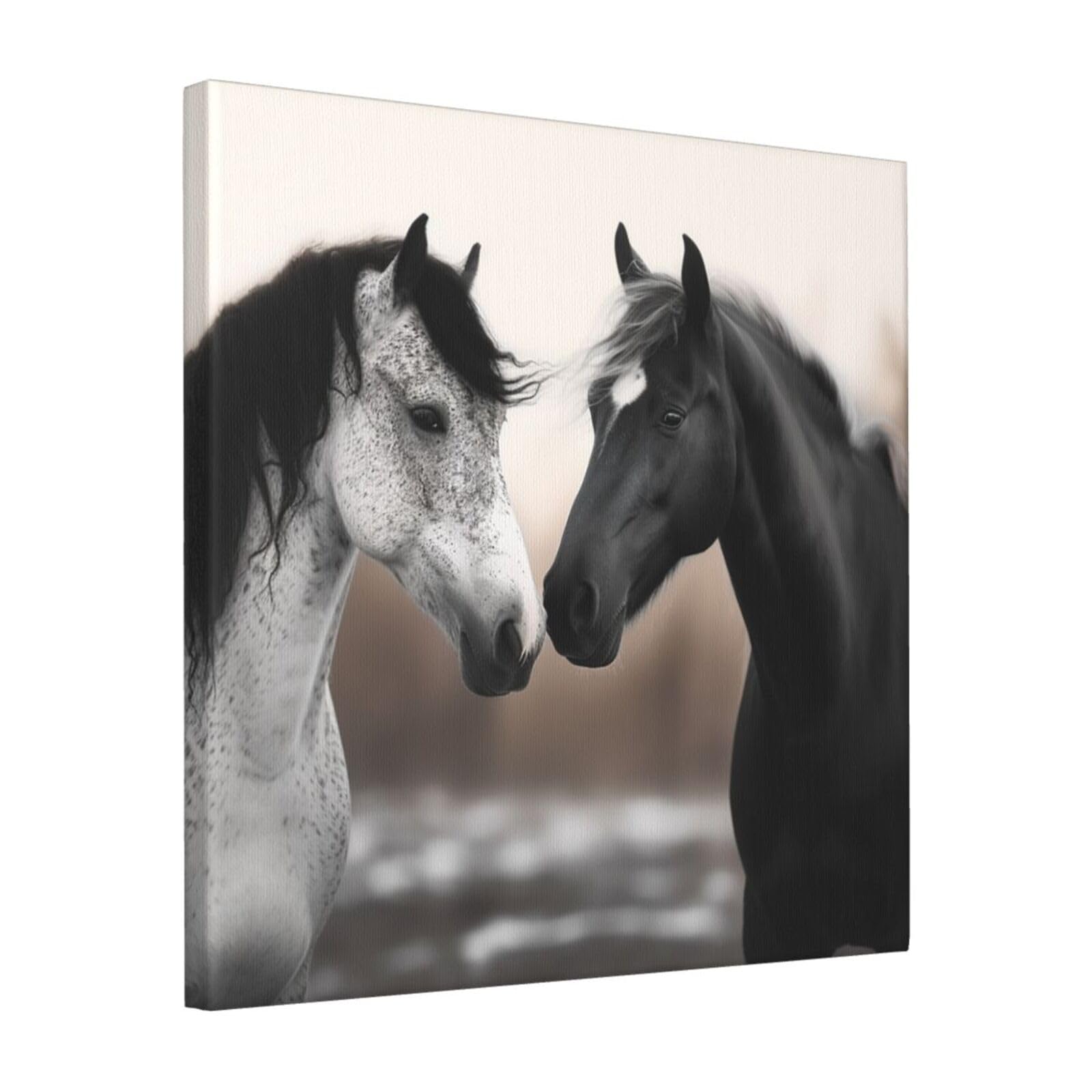 FodPand Black And White Horses Canvas Wall Art for Living Room Wall Decor 16"x16" Modern Artwork Painting Pictures Hanging Canvas Prints Aesthetic Wall Art for Bedroom Bathroom Office Wallart Decor