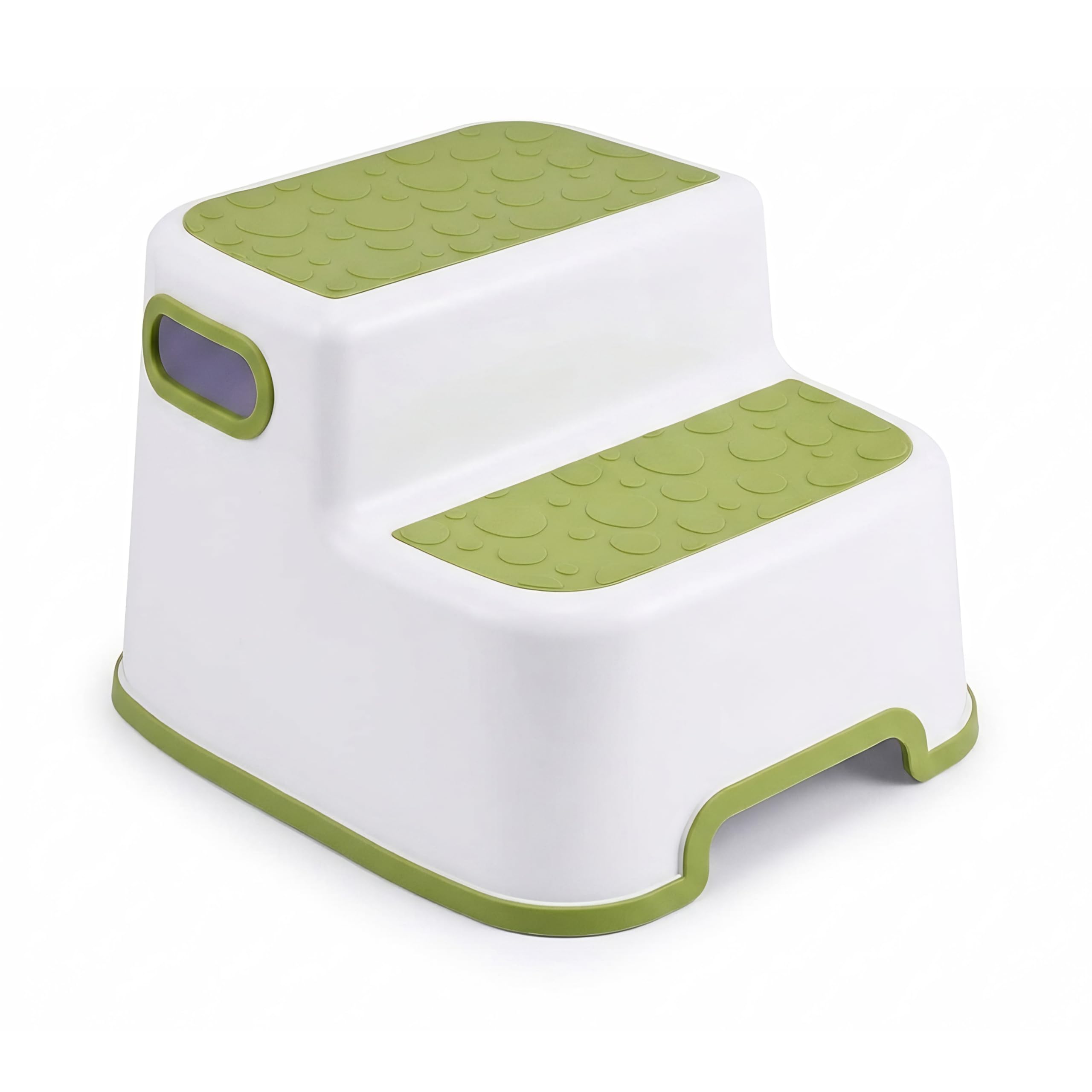 DIVCHI Double Step Stool for Kids Non-Slip Toddler Steps 2-Up Bathroom Stools with Carry Handles For Potty Training Bathroom & Kitchen Use (Green)