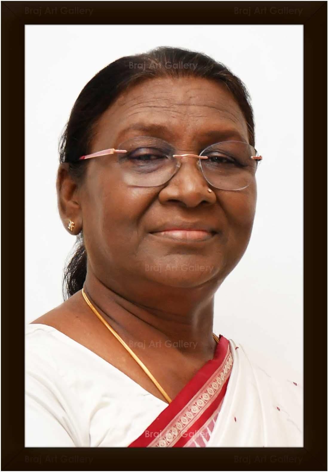 Braj Art GalleryDroupadi Murmu President of India Portrait Photo Frame Size 13.5X19.5 Inches