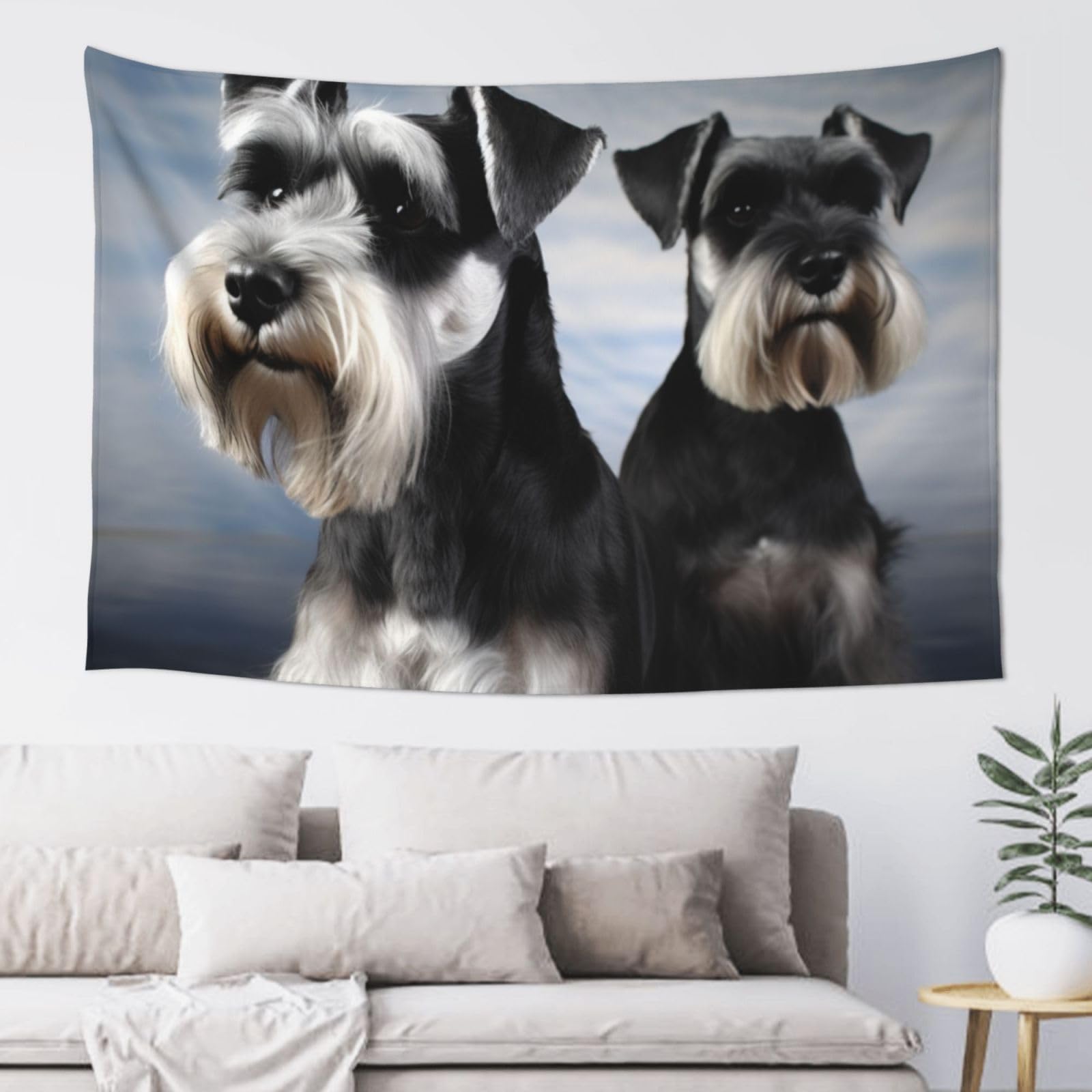 Fodpand Black Animal Schnauzer Dog Tapestry Dorm Decor, Party Backdrop Aesthetic Tapestries Wall Hanging Banner For Bedroom, Modern Wall Art Poster Blanket, Home Decor Wall Tapestry 60"X40"