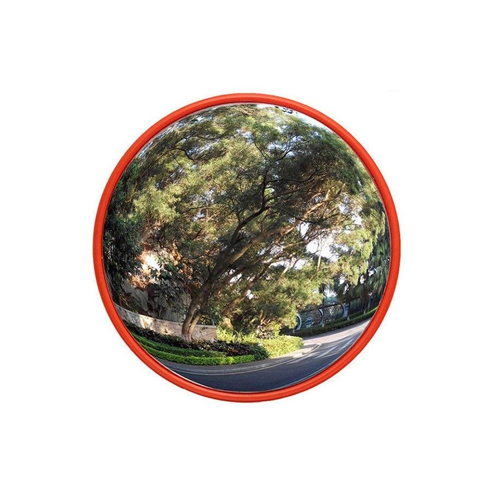 High definition Indoor outdoor 30CM Convex Mirror, Red Round Safety Mirror Shatterproof Traffic Mirror For Road Safety And Shop Security With Broaden horizons (Color : A, Size : 30CM) (A 30CM)