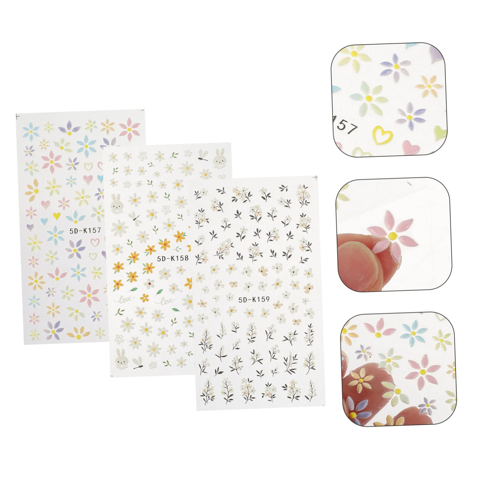 5 Series Pegatinas 5D Para Uñas Con Calcomanías De Manicura Calcomanías Autoadhesivas Para Decoración De Uñas Para Decoración De Decoraciones Para 3 piezas x 5