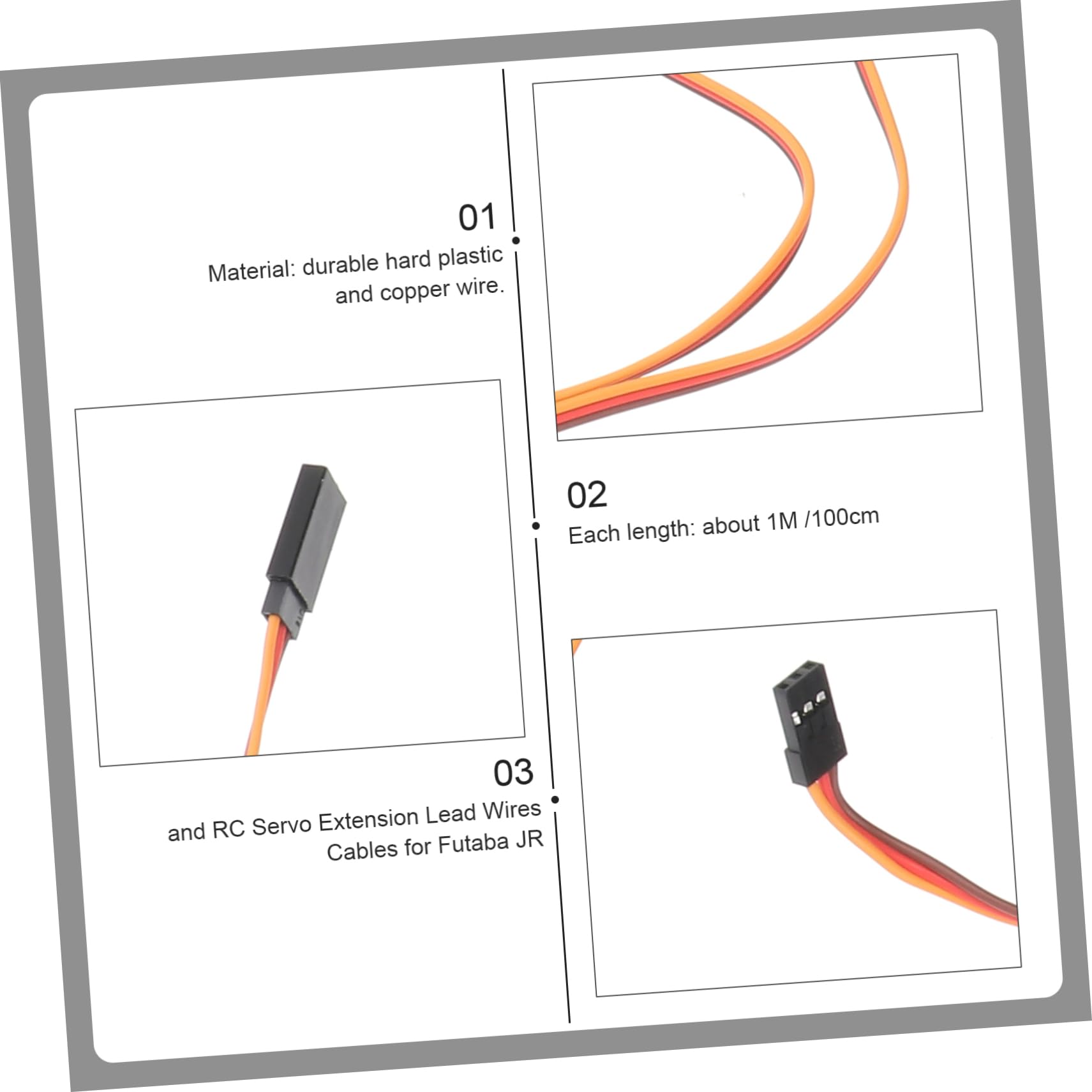 VICASKY 20 cables de extensión para Futaba Cable adaptador de alta calidad para maquetas y helicópteros, material plástico resistente con alambre de cobre para conexiones receptoras