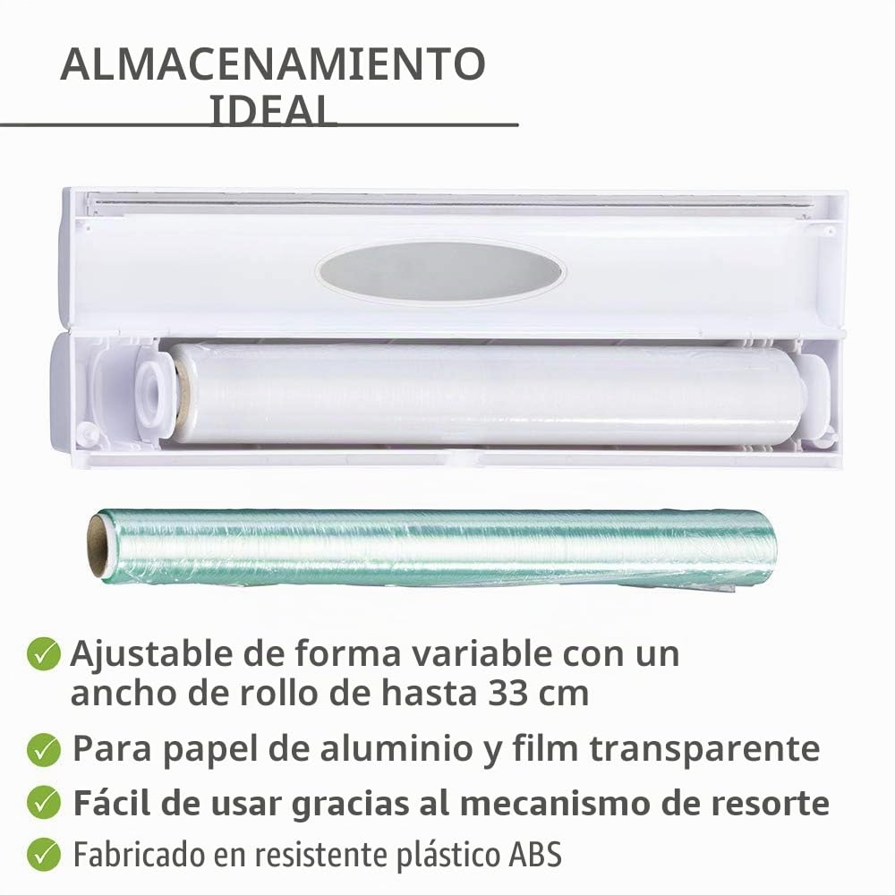 Wenko Dispensador de Folios Cutter Blanco - Folienspender, Plástico (ABS), 38 x 5.2 x 6.7 cm, Blanco