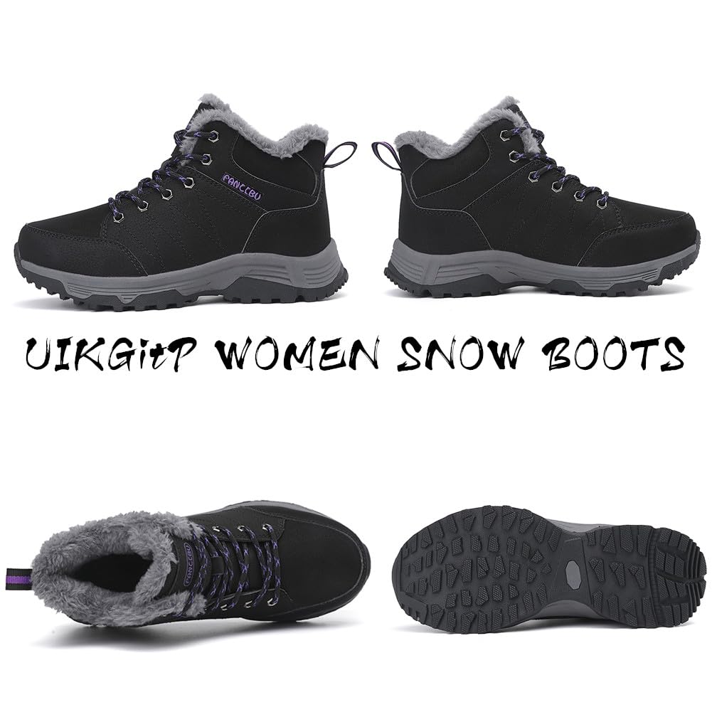 UIKGITP Bottes Impermeables Sports d'hiver pour Femme Bottes de neige avec style de randonnée pour Femme Bottes