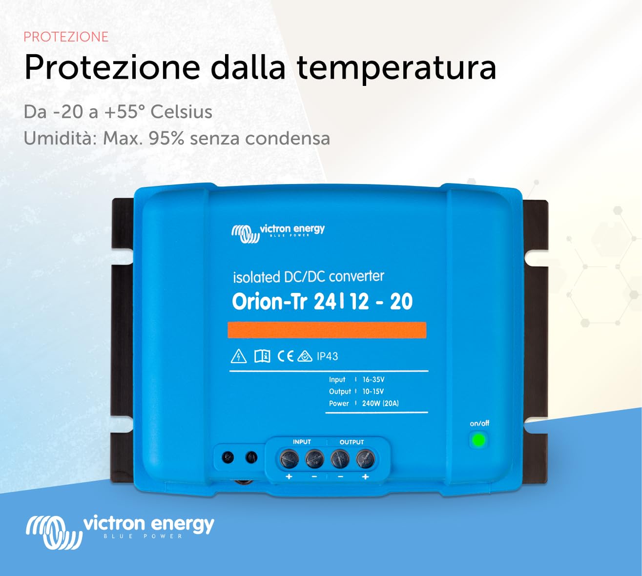 Victron Energy Orion-TR IP43 24/12-Volt 20 amp 240-Watt Convertitore DC/DC, Isolato