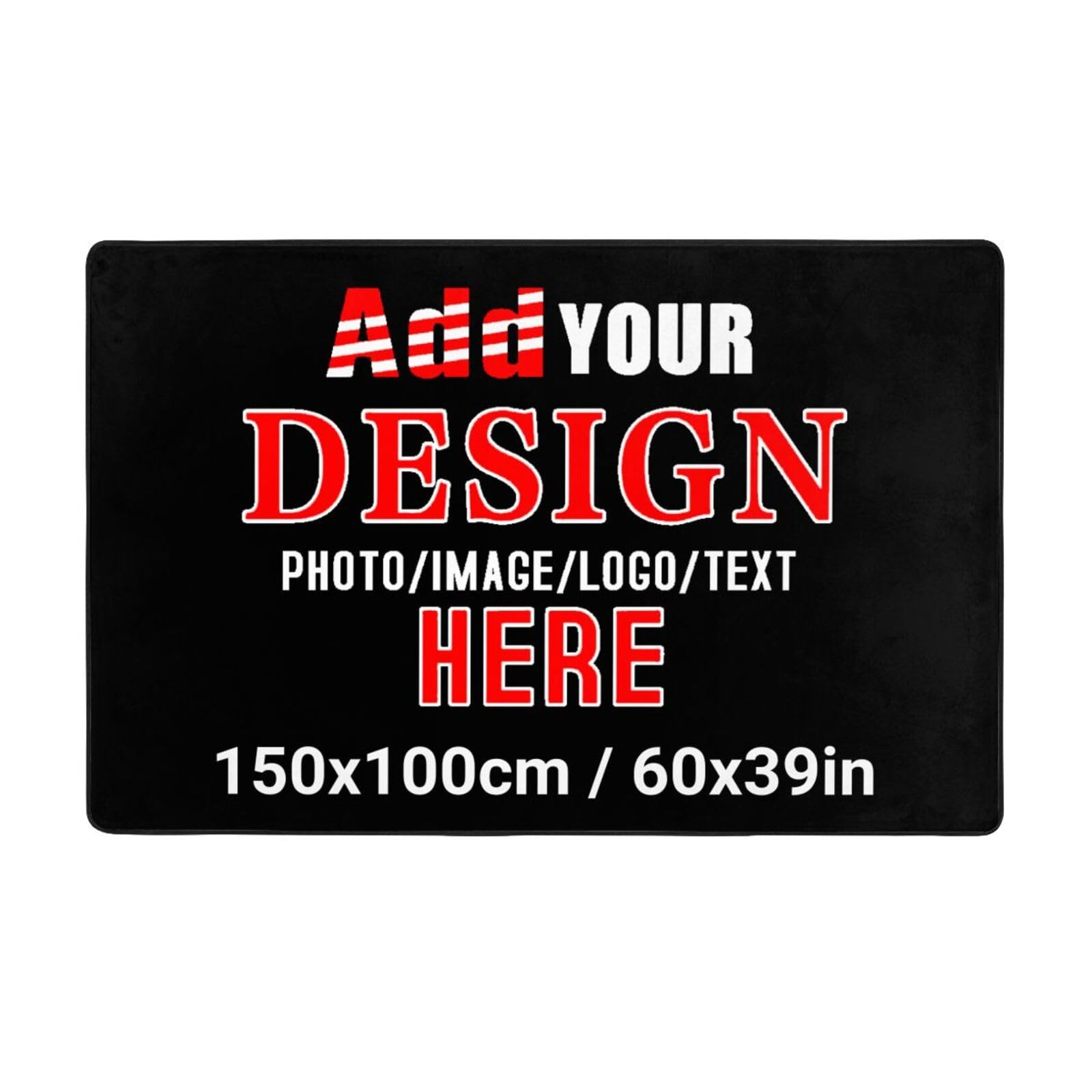 LNHIDESOOM Custom Non-Slip Doormat, Upload Your Image Text Personalized Rug Carpet Customized Door Mat for Front Door Welcome Mat for Entrance Indoor Outdoor (60x39in, Black)