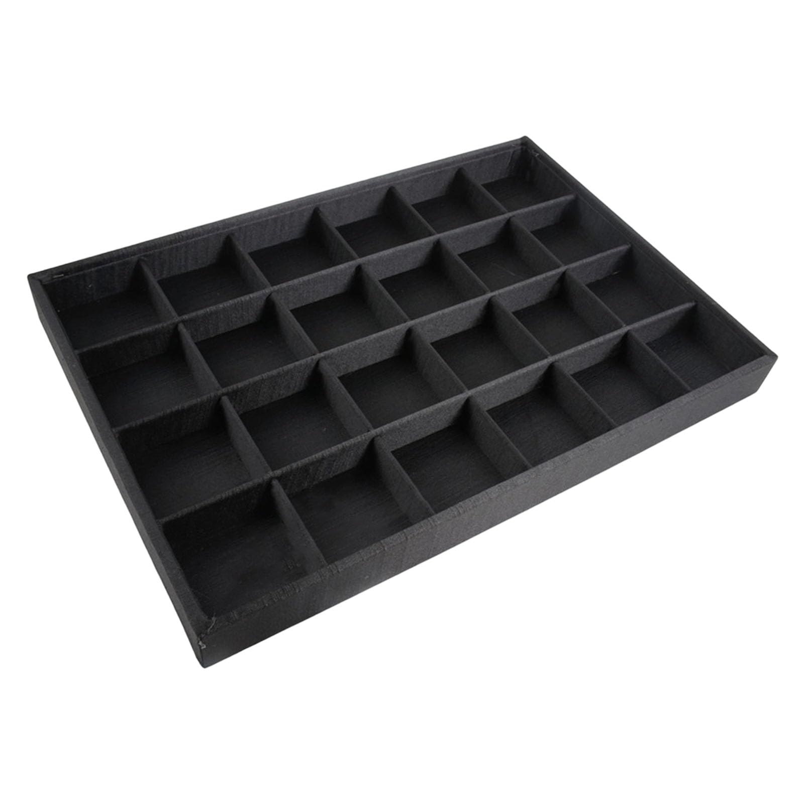 Limtula Black PU Brushed Wood Jewelry Tray with Multiple Compartments for Rings Necklaces and Earrings Display Multiple Compartment Jewelry Planner