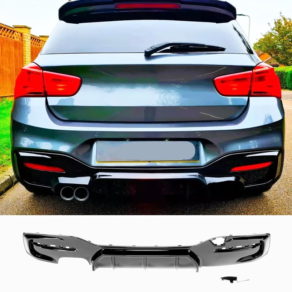 Rear Bumper Diffuser For BMW 1 Series F20 F21 LCI M Sport 2015-2019 ABS Gloss Black Rear Bumper Lip Spoiler Body Kit With Single Exhaust Two Outlet