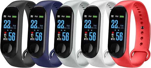 AmazonBasics Adjustable Silicone Strap Band for Xiaomi Mi Band 3/Mi Band 4 Watch – Pack 5