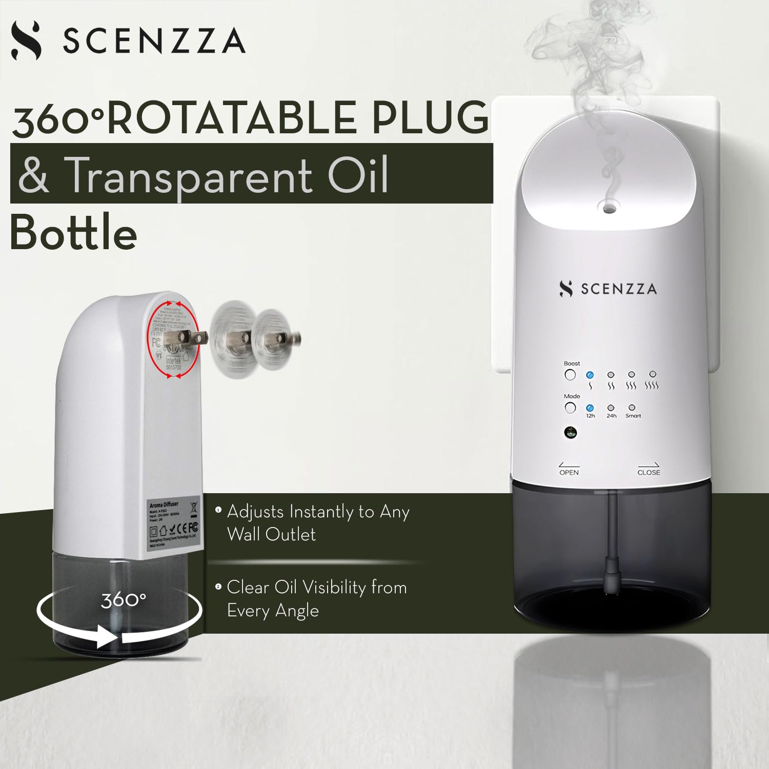 Wasserloser Diffusor für ätherische Öle, Lichtsensor, super leise und langlebig, fördert den Schlaf, beseitigt Gerüche und befeuchtet die Luft, Diffusor für Zuhause, Büro, 160 ml (weiß)