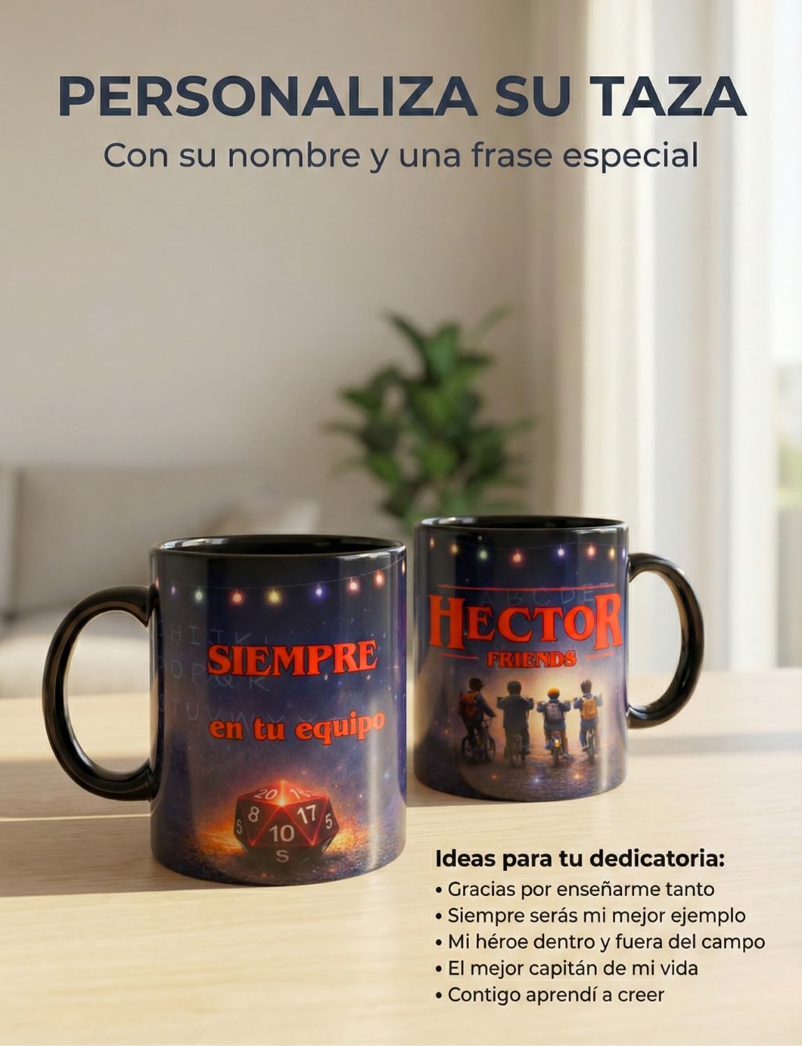 Taza personalizada con nombre y dedicatoria diseños inspirados en series y películas estilo retro ciencia ficción y cultura regalo original amigos dia del padre para cumpleaños y fans (BLACK EDITION) — view 4