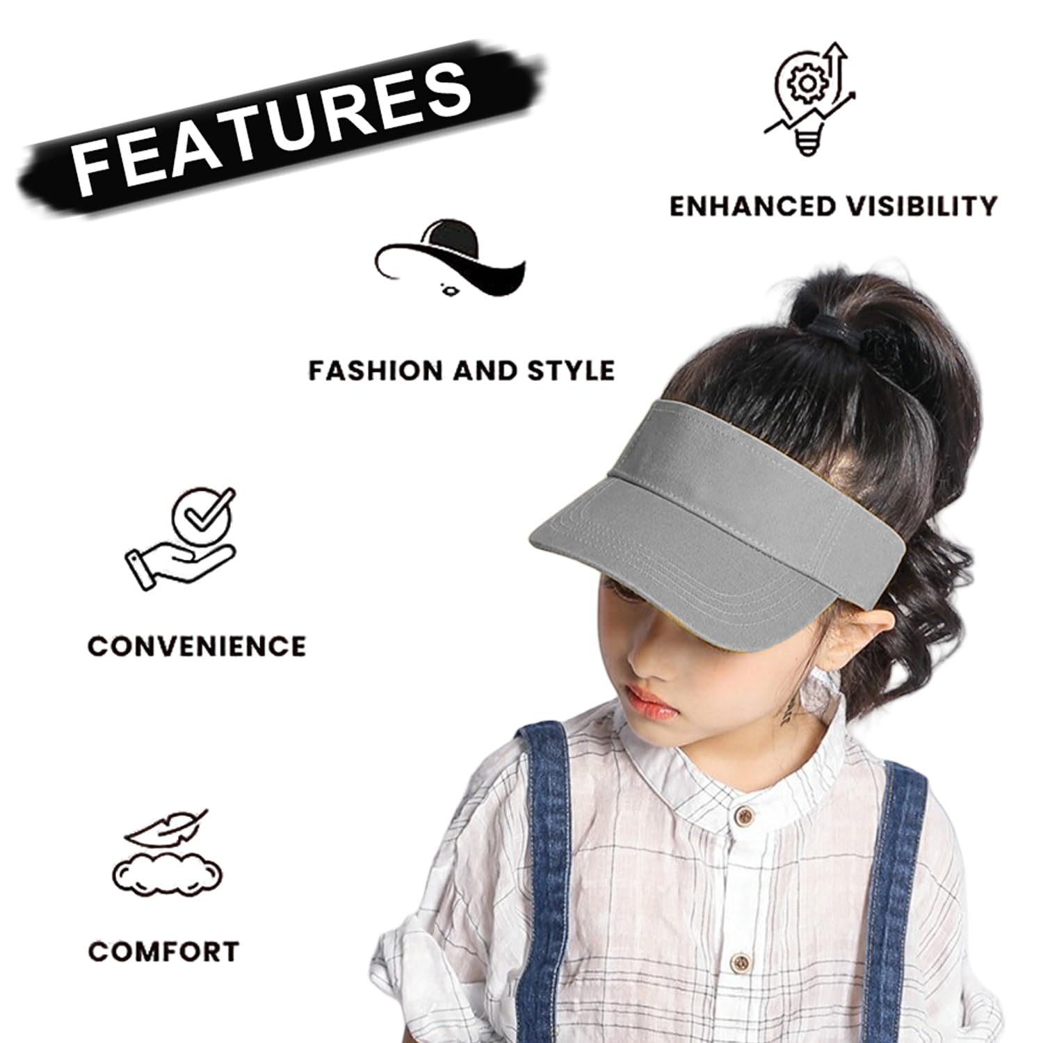 Gorra con visera UPF 50 protección UV para niños niñas 4-10 años verano transpirable