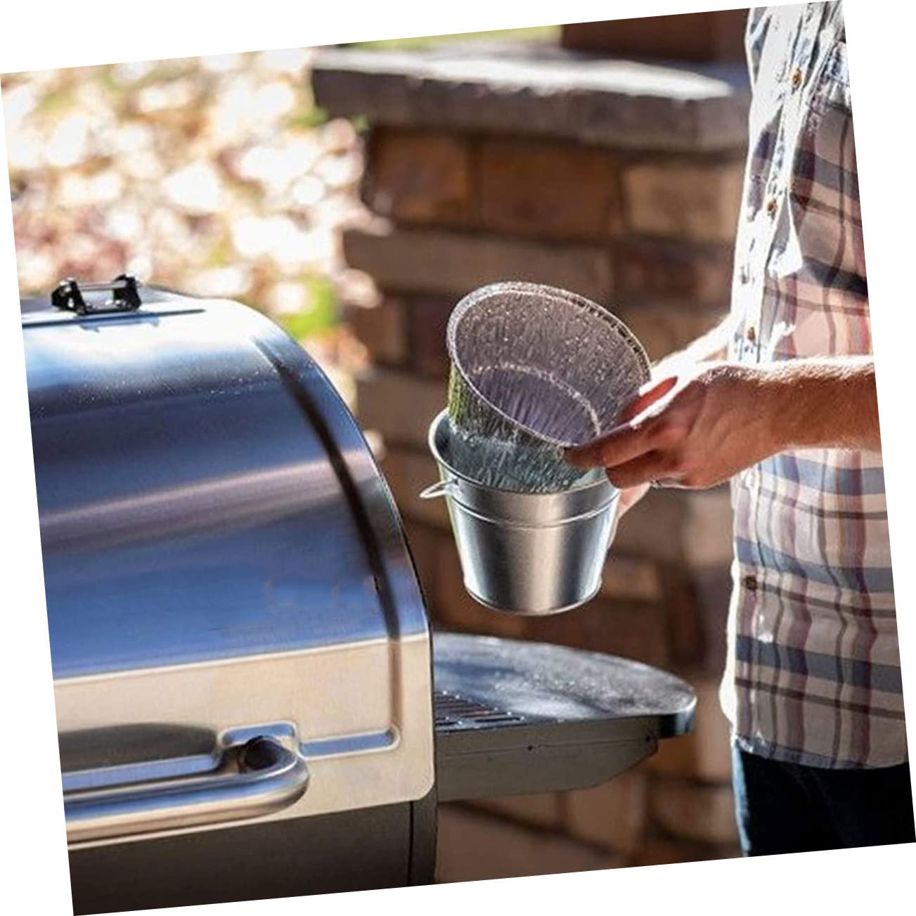 Abaodam Cubo de Goteo para Parrilla de Barbacoa con 10 Bolsas de Aluminio, Fácil de Reemplazar, Ajusta Perfectamente el Cubo de Grasa para Camping y Fiestas en Casa