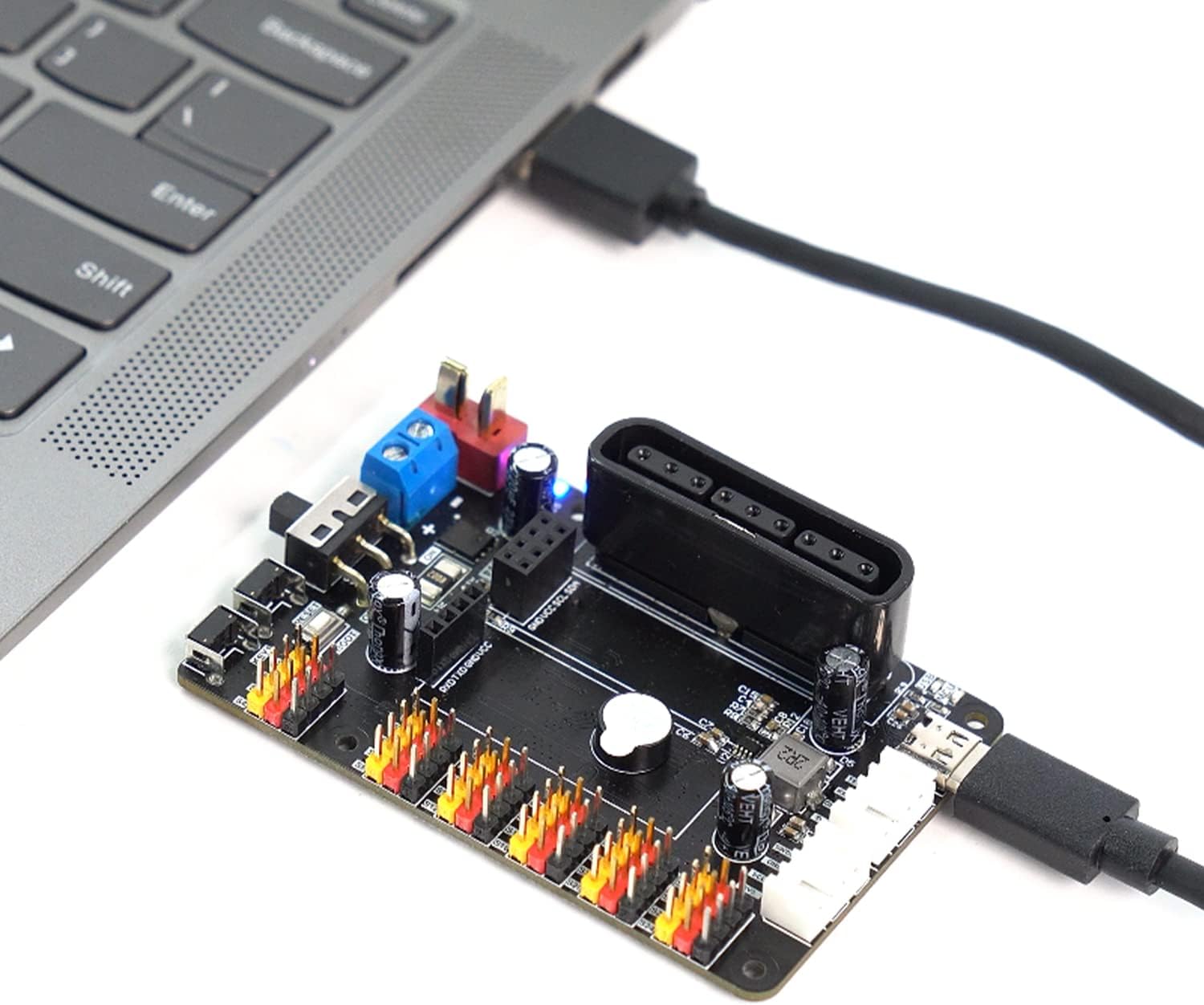 Yahboom PWM Servo Motor Tester Board Module Controller with PS2 USB Controller Over-Current Protection USB Port for Robot DIY (24 Channel with Handle)