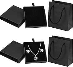 2 Piezas Caja Regalo para Joyas con 2 Bolsas de Regalo,6.7x6.7x1cm Cajitas de Carton para Regalos,Caja y Bolsa Regalo Cumpleaños,Cajas de Presentación para Cumpleaños Día de San Boda Valentín Navidad