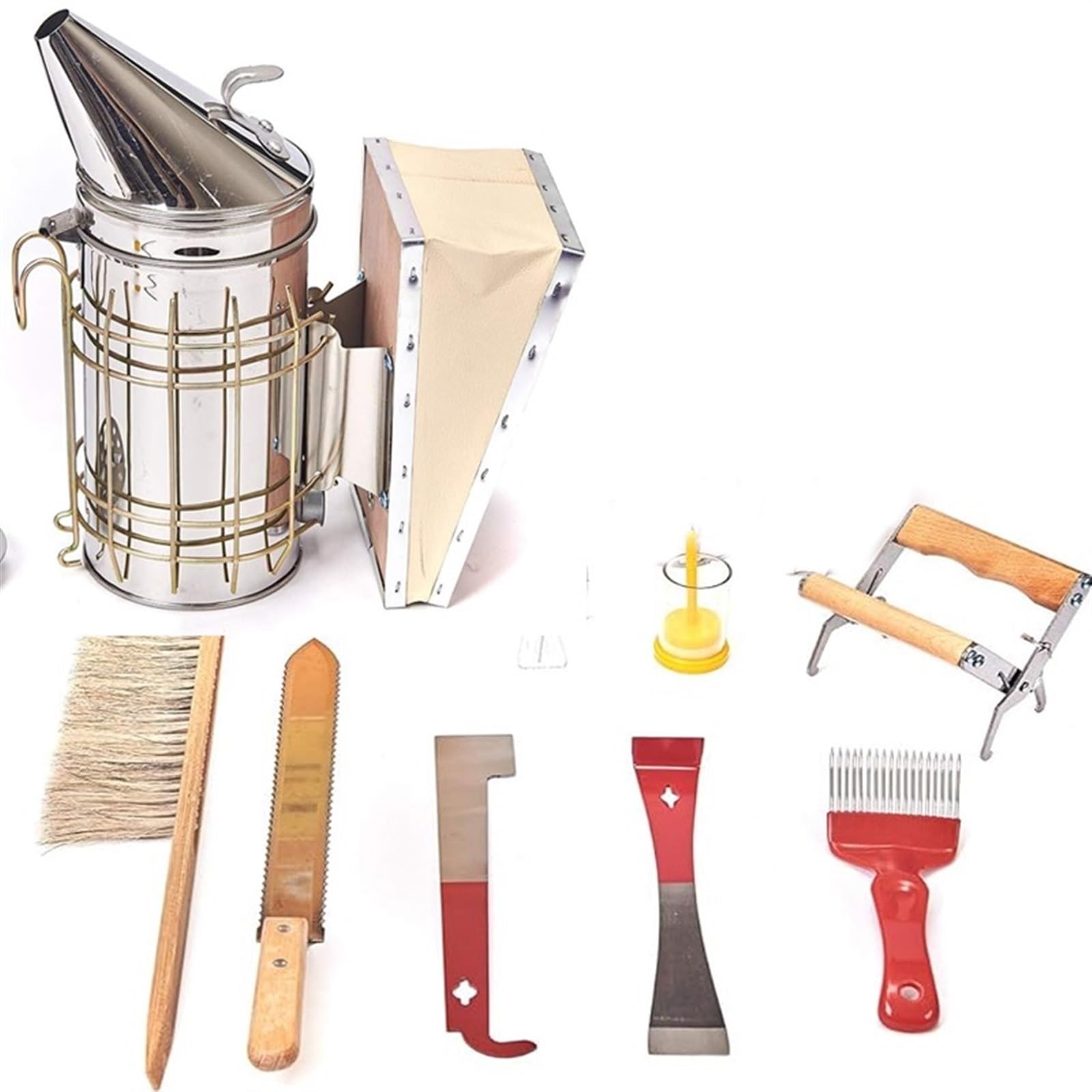 Zxzzas One Color 9 Pcs Beekeeping Supplies For Beekeeping Tools Set Bee Hive Smoker Kit Cultivating Box Beehive Water Feeder Equipment For Beekeeping