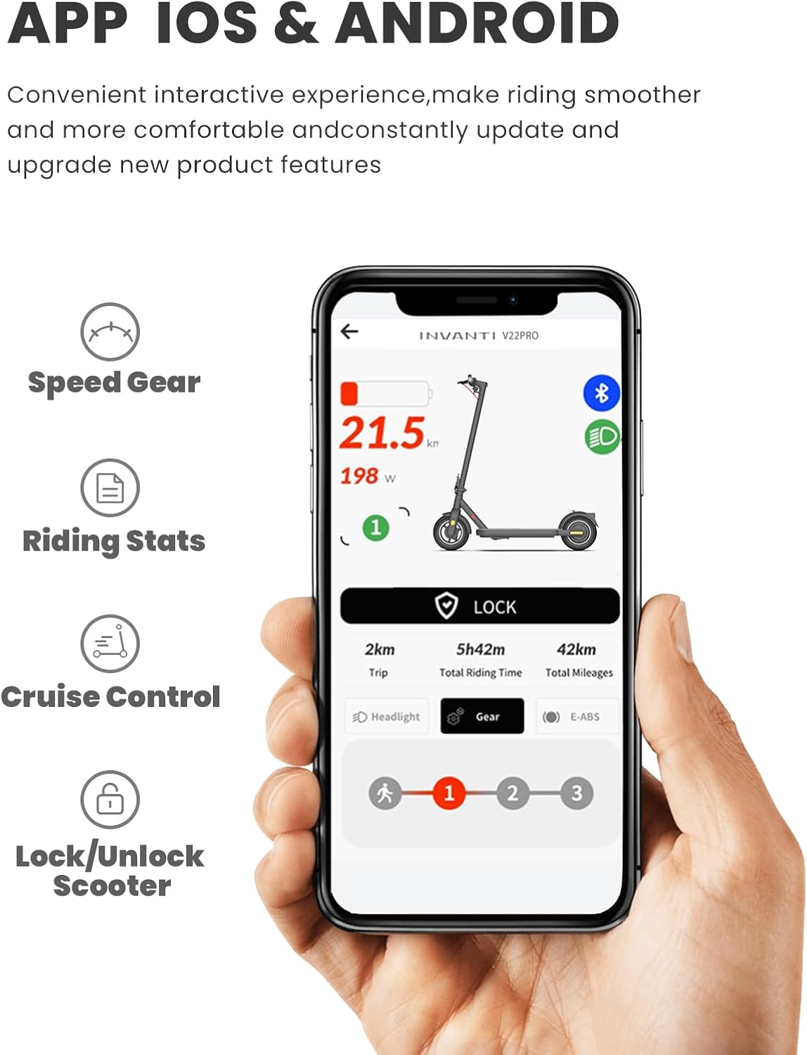 INVANTI V22PRO Electric Scooter App Interface