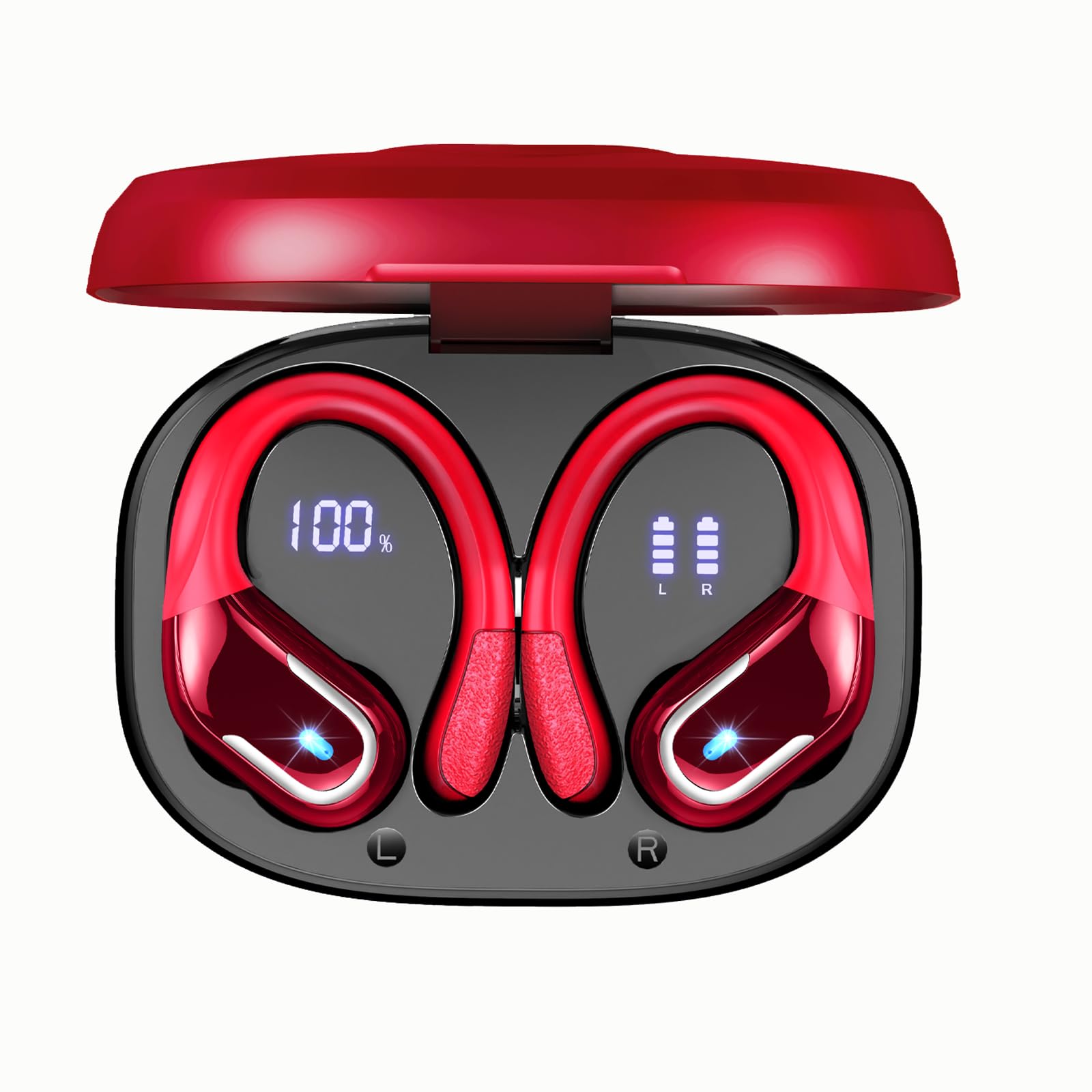 Wireless Earbud, 75Hrs Bluetooth 5.4 Headphones IP7 Waterproof for Sport, Running Wireless Earphones with ENC Noise Canceling Mics, Deep Bass Over Ear bud with Earhooks for Android, iOS, Workout, Gym