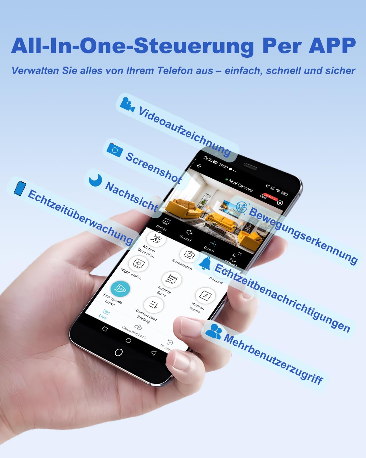 Bextgoo Mini Kamera, WLAN/AP Hotspot/Offline, 4K Überwachungskamera Innen | Überwachungskamera Ohne Wlan mit 64GB Speicherkarte, Nachtsicht, Bewegungserkennung, für Innen/Außenbereich, Schwarz