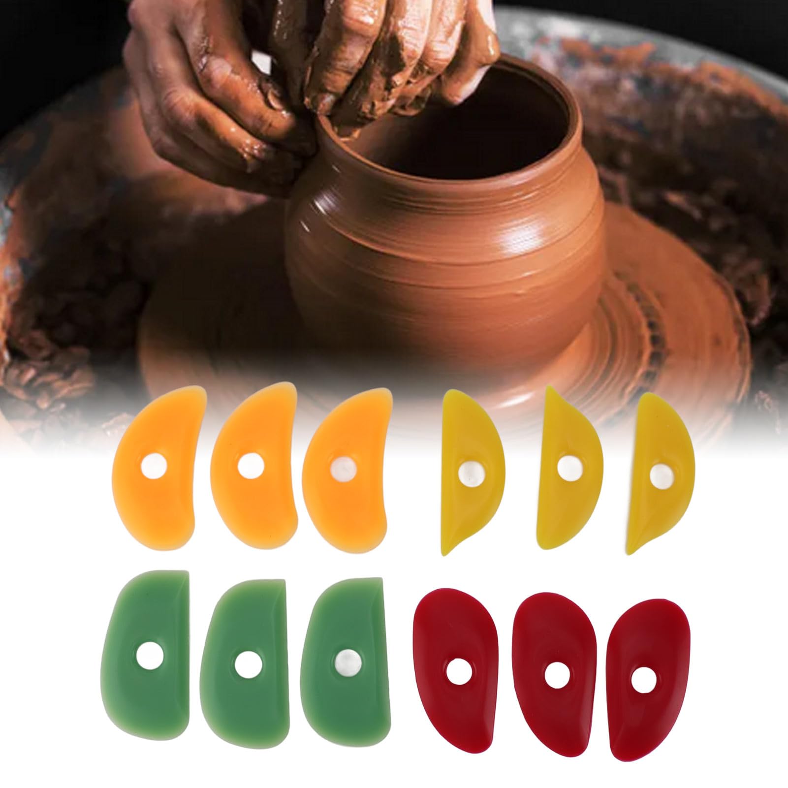 Lot de 12 baleines d'argile en silicone souple pour le modelage de la poterie