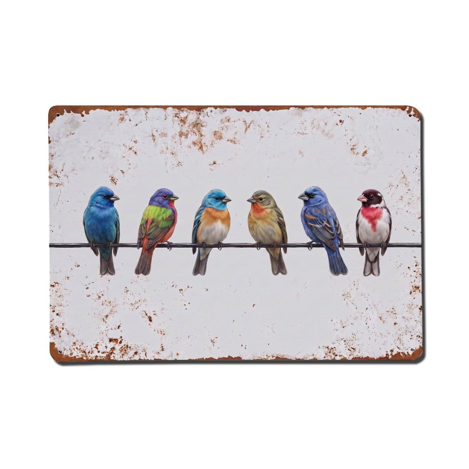 Vintage Retro Birds Bunting Metal Tin Sign