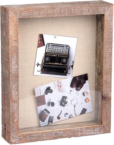 Vista 27 de Shadow Box - Marco de fotos de madera natural de 12 x 16 pulgadas con parte trasera de lino para recuerdos, alfileres, premios, medallas, entradas