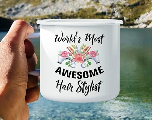 Miniatura 5 de Retreez World's Most Awesome Hairstylist Hairdresser - Taza de café esmaltada de acero inoxidable de 16 onzas, divertido sarcasmo, regalo de