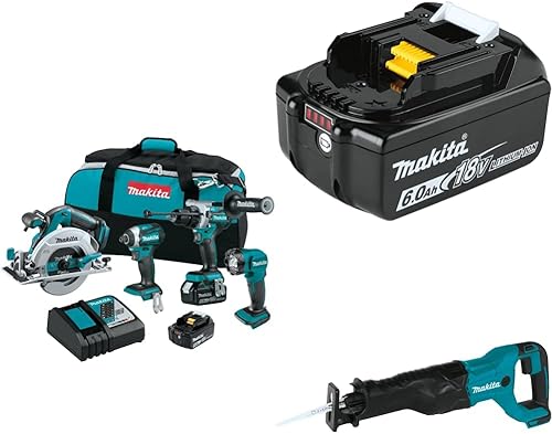 Makita XT452T 18V LXT Lithium-Ion Brushless Cordless 4-Pc. Combo Kit (5.0Ah), BL1860B 18V LXT Lithium-Ion 6.0Ah Battery, and XRJ04Z 18V LXT disponible en Yaxa Colombia