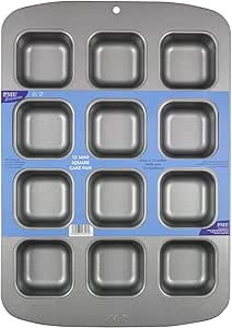 PME CSB106 Carbon Steel Non-Stick 12 Mini Square Cake Pan, Grey, 37.29 x 26.1 x 3.1 cm