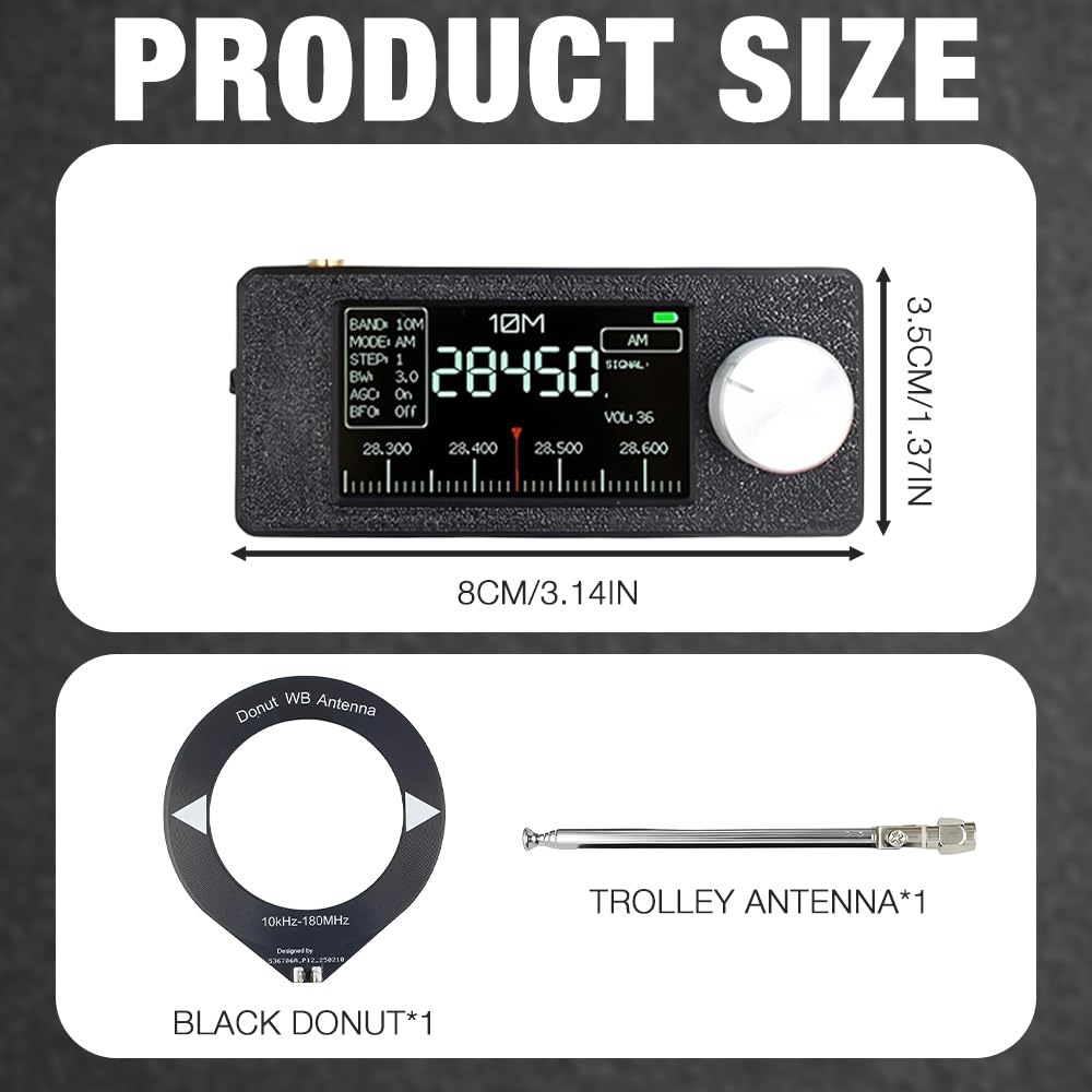 SI4732 Mini Radio, SI4732 Miniradio 0.5-108 MHz, SI4732 Vollband-Radioempfänger, si4732 Taschenradio mit Teleskopantenne und Donut-Antenne, Tragbares USB Radio ESP32-S3-Steuerung für Wandern