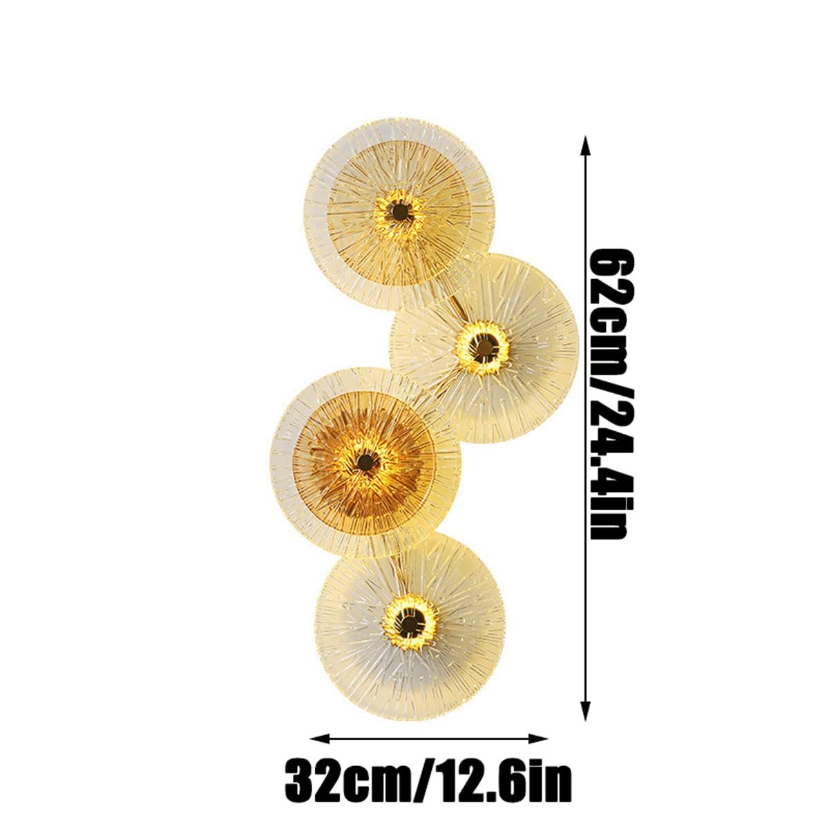 Aplique de Pared de Cristal Dorado, luz de Pared de Vidrio ámbar con Forma de Disco Moderno, Montaje en Pared, Accesorios de lámpara de Pared de tocador Interior para Dormitorio