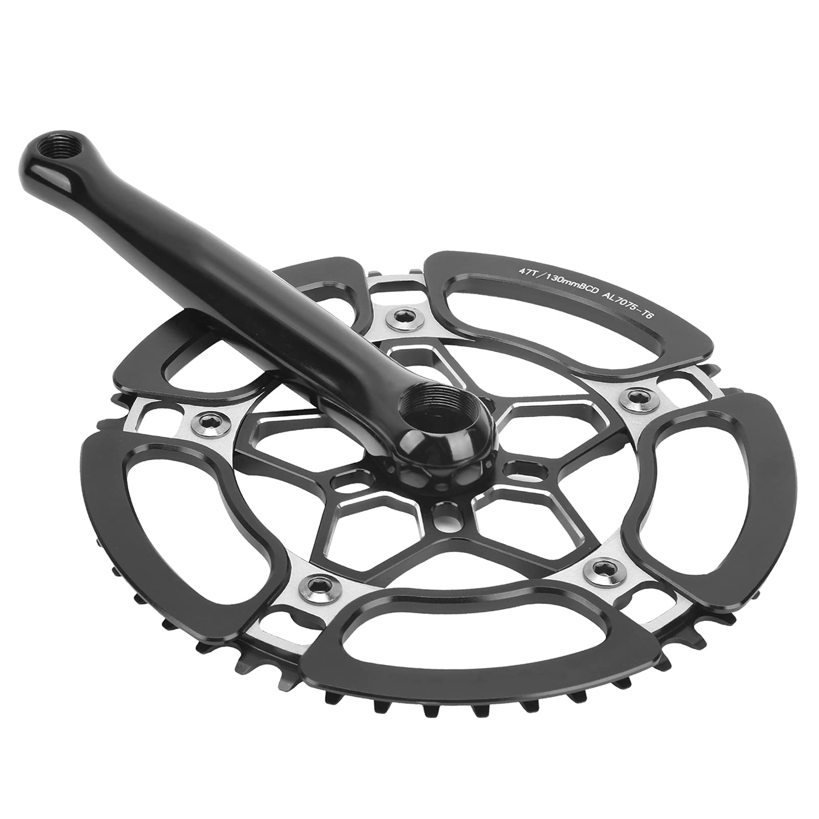 Mechanizm Korbowy Rowerowy, 45T Aluminiowa Korba Jednobiegowa Ramię Korby do Roweru Górskiego Zestaw Ramienia Korby Rowerowej do Roweru Górskiego(czarny)
