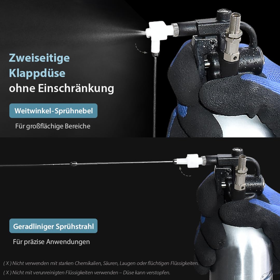 FIRSTINFO Bremsenreiniger Sprühflasche 1L Alu Drucksprüher 140 psi A1638L