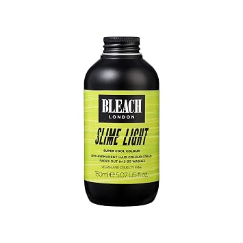 BLEACH LONDON Slime Light Super Cool Color - Semi-Permanent Hair Color, Bright Neon Green, Vegan, Cruelty Free, Temporary Hair Color Cream, 5.07 fl .oz
