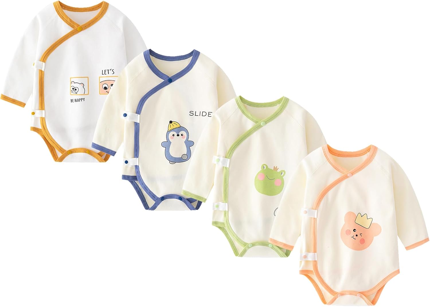 Newborn Cotton Baby Girls Boys Bodysuit Long Sleeve Printed Romper Spring Autumn 4-pack One-Piece Baby Clothes