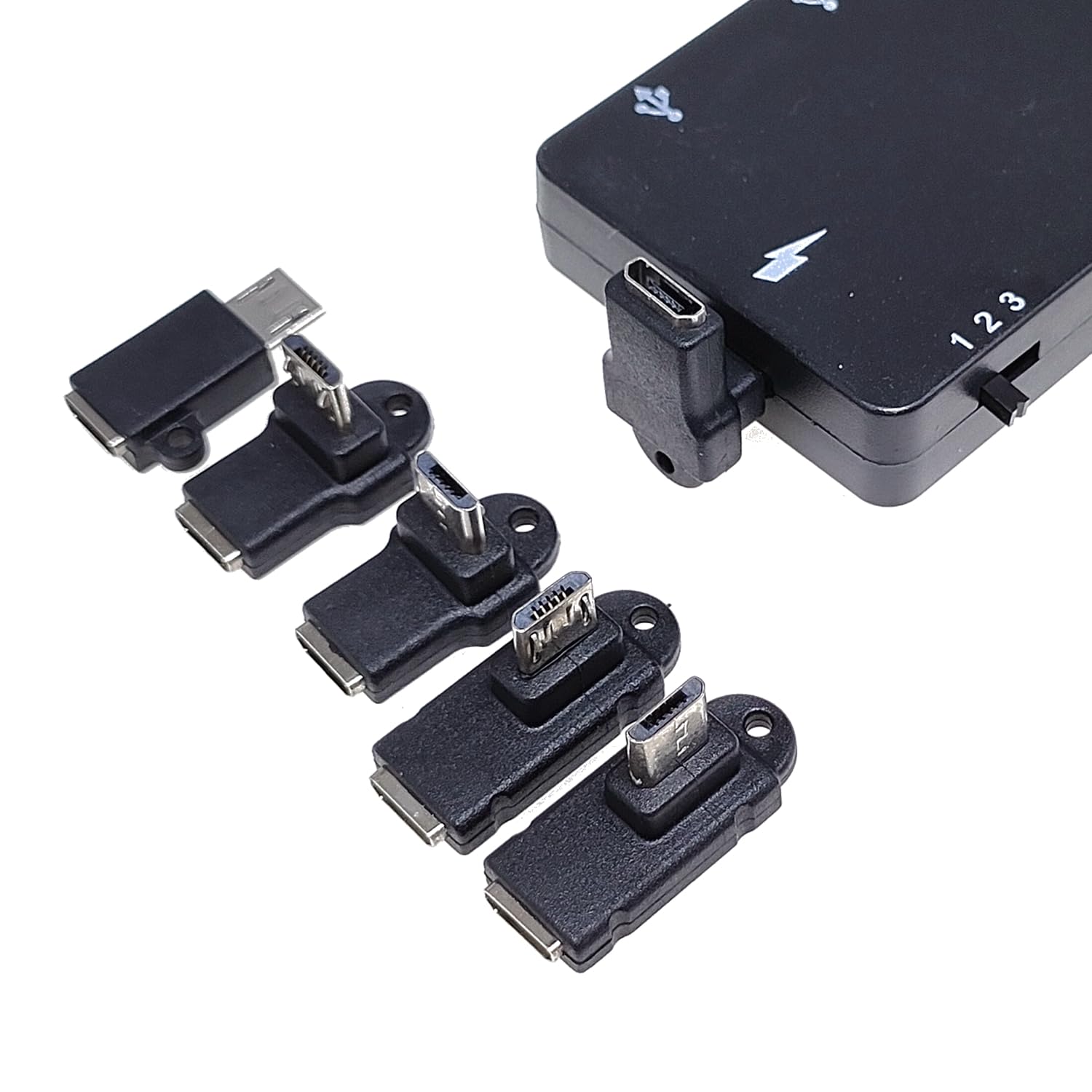 Micro USB 2.0 5Pin Male to Female M to F Extension Connector Adapter Long Plug Connector 90 Degree Right & Left Up Down Angled (ST+UP+DO+LE+RI)