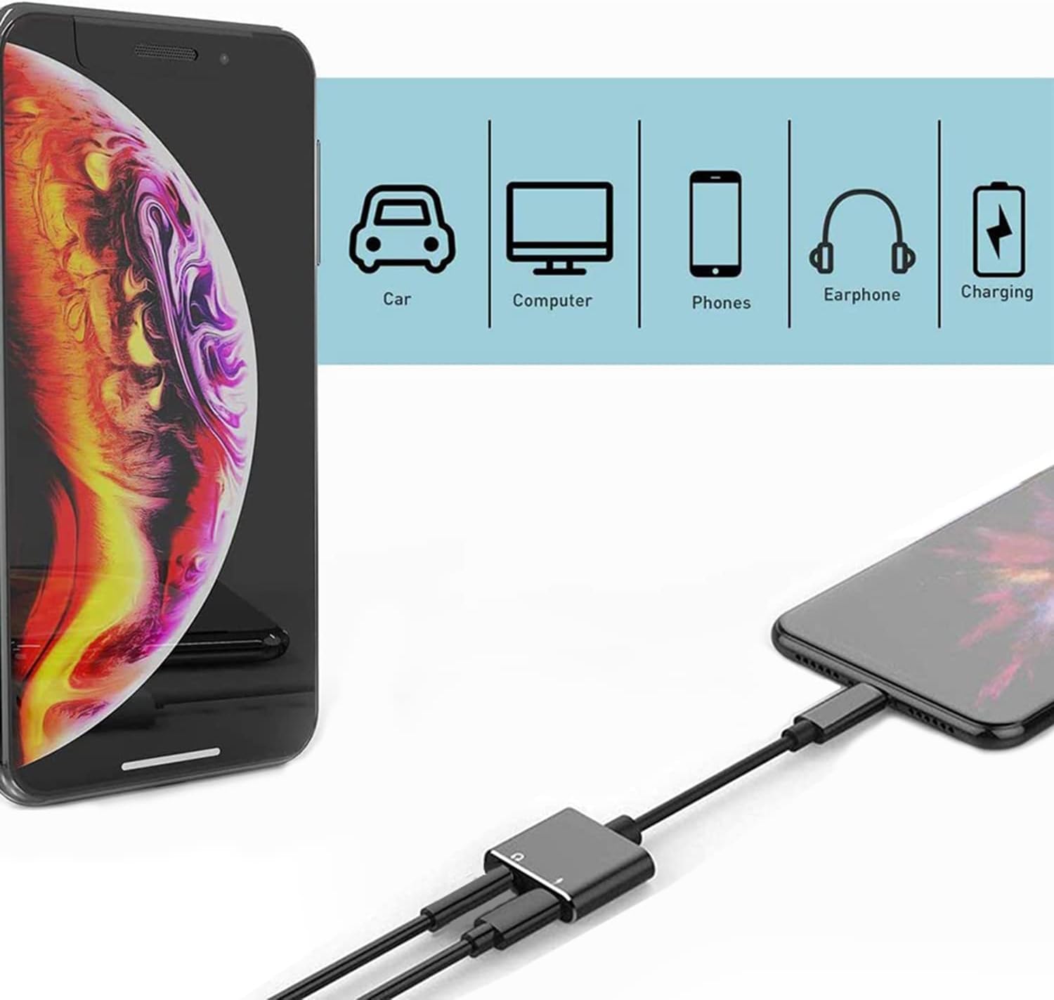 Lightning to 3.5mm Headphone Jack Adapter for iPhone,Apple MFi Certified iPhone Headphones Adapter Dongle Aux Audio Charger Splitter Compatible with iPhone 13/12/11/XS/XR/X/8/7,Support All iOS - Black : Musical Instruments