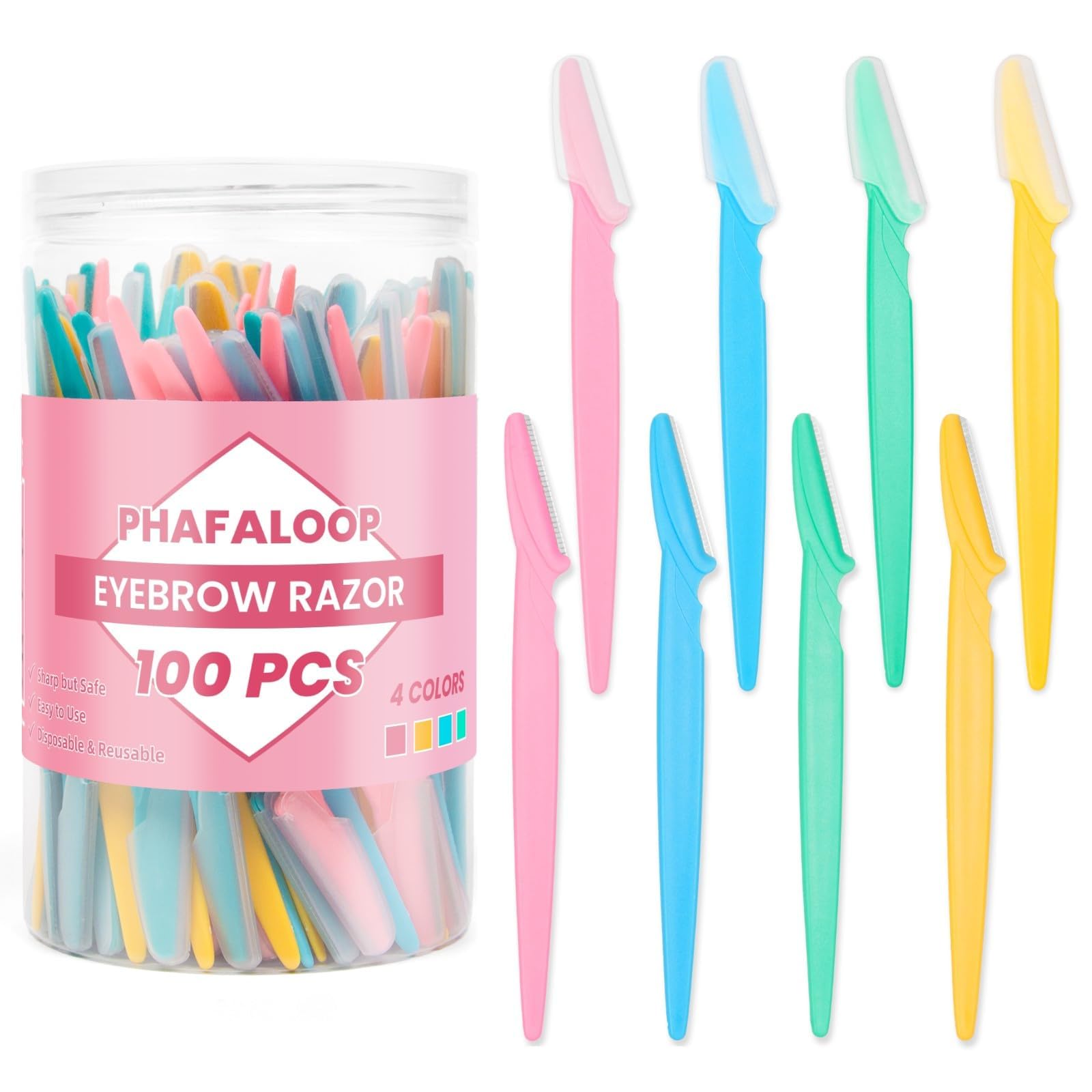 Eyebrow & Face Razors, Dermaplaning Tool, 100 Pack