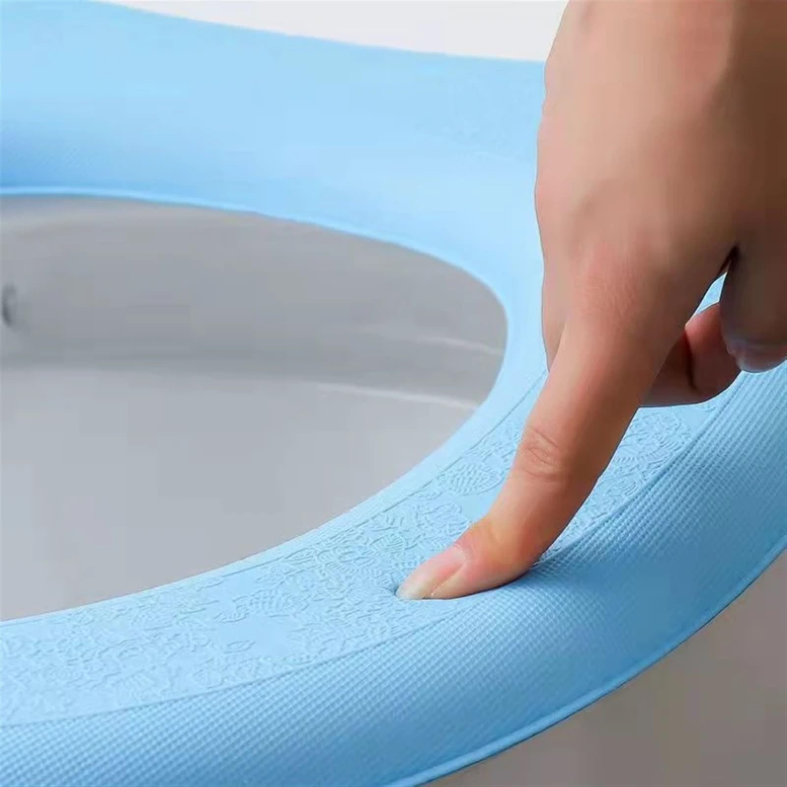 Cojín para inodoro de secado rápido y espuma impermeable acolchada azul
