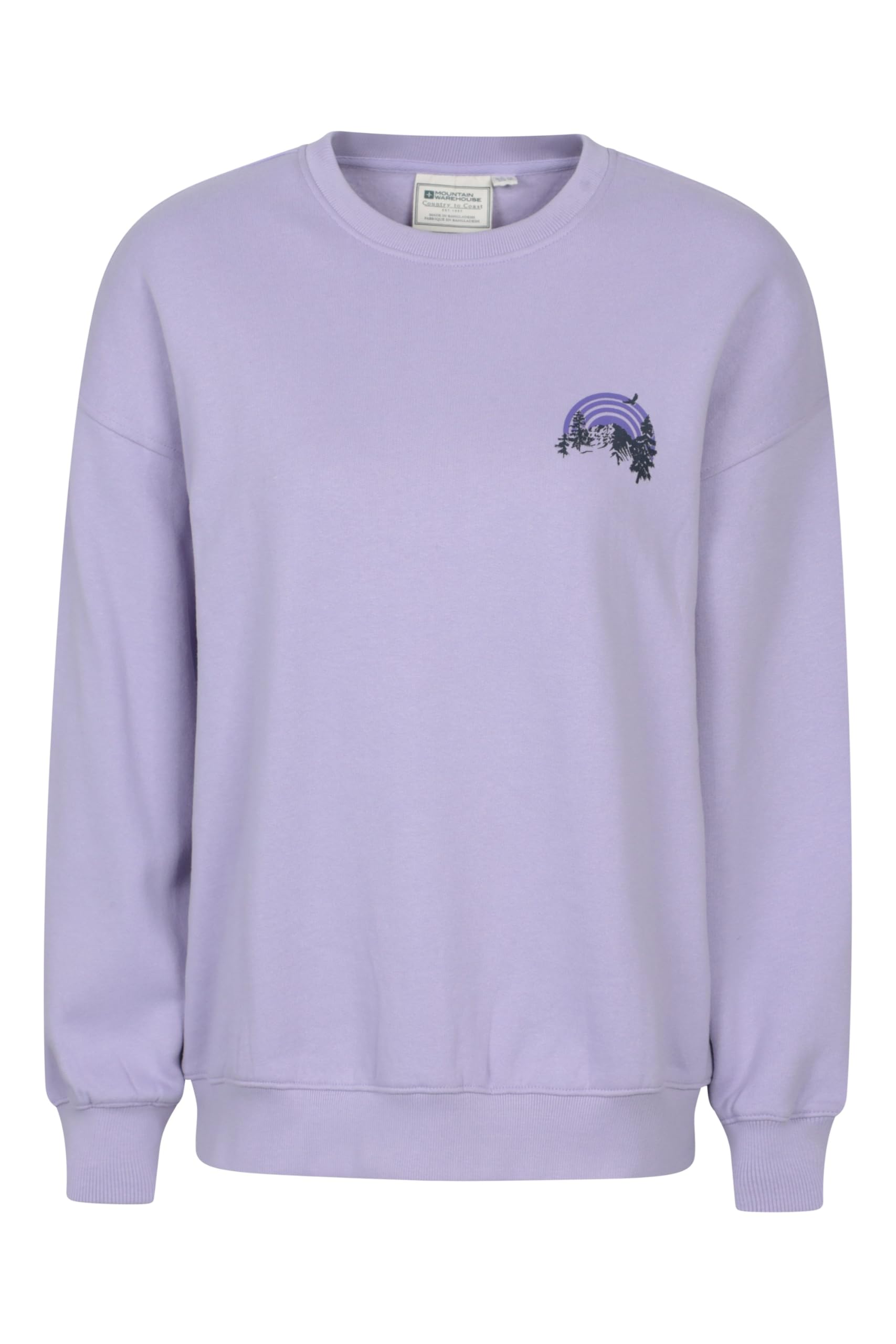 Mountain Warehouse Women's Printed Lightweight Warm & Cosy Crew Neck Relaxed Fit Sweatshirt in Mauve | Size: 18