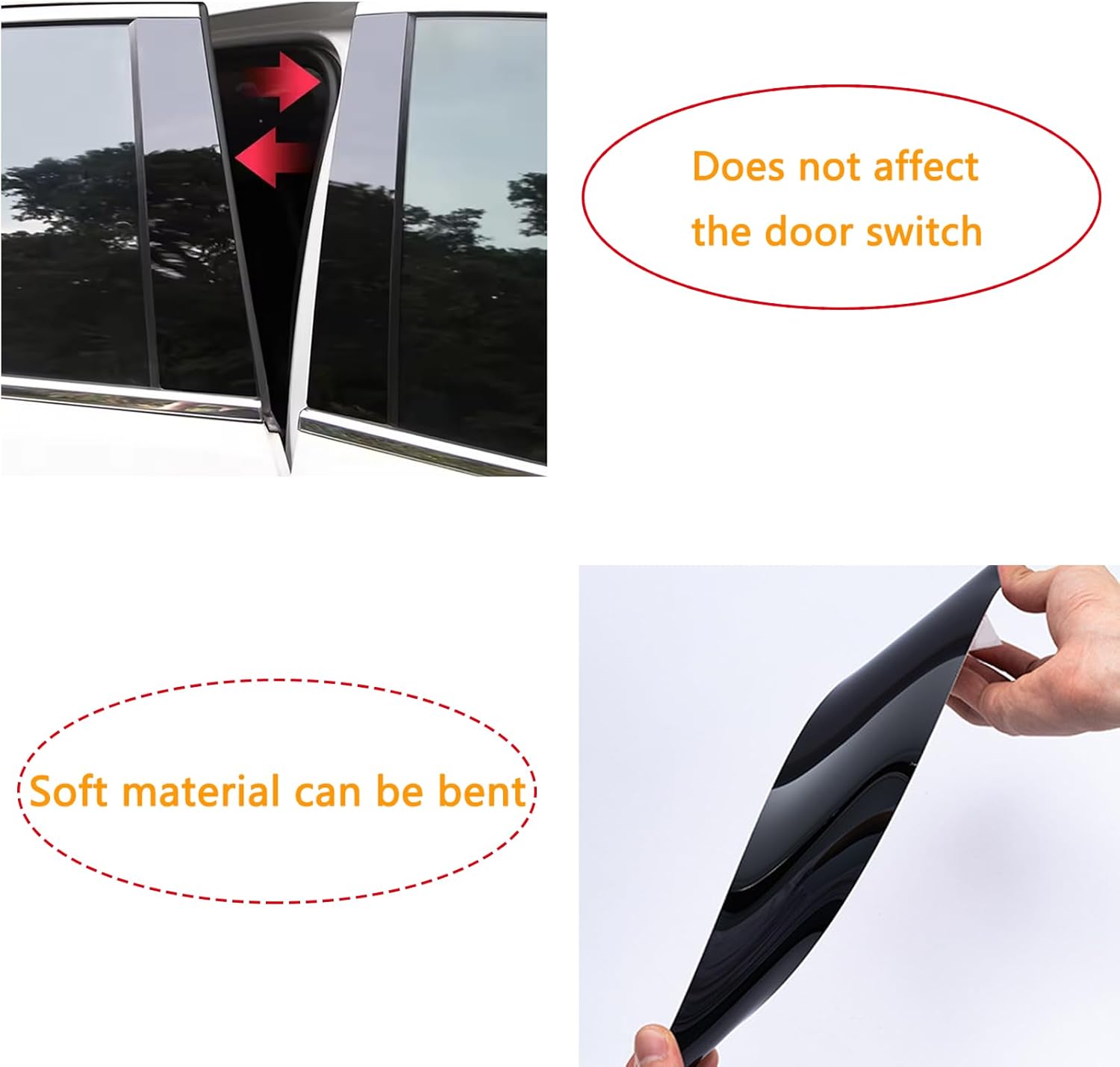Window Pillar Post Trim for Hyundai Equus 2011-2016, 1Set Glossy Black Window Door Column B C Sticker Cover Trim