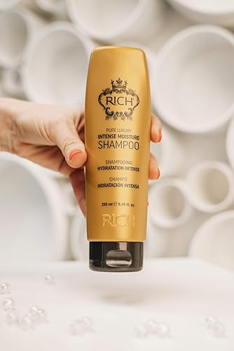 Miniatura 4 de RICH Pure Luxury - Champú de humedad intensa con queratina hidrolizada y proteína de trigo para todo tipo de cabello, suavizante e hidratante, evita