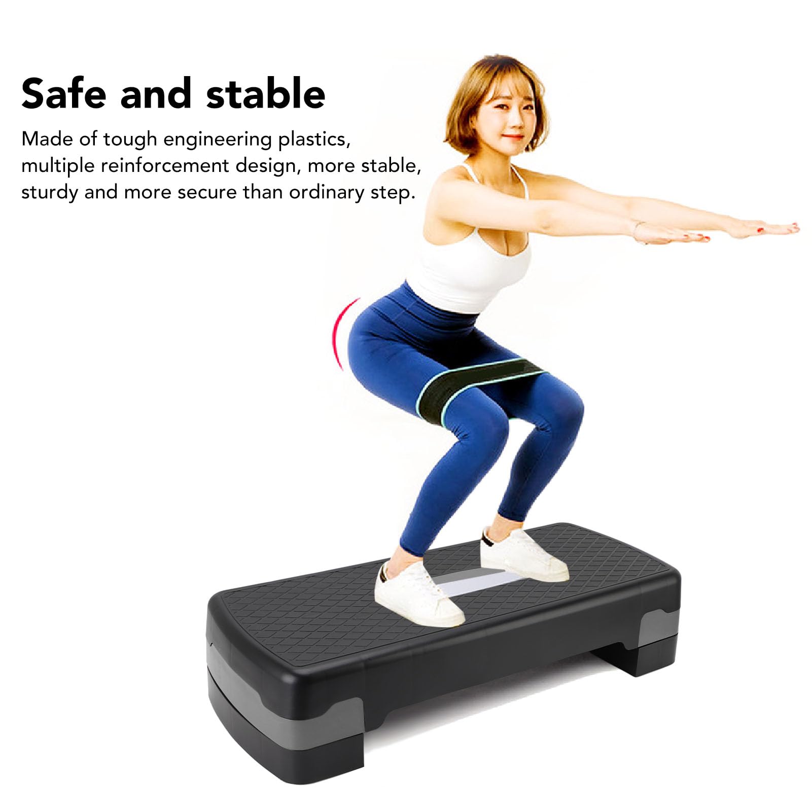 Regulowana Kompaktowa Platforma do ćwiczeń, Stepper Fitness, Piony z możliwością Układania w Stosy z powierzchnią antypoślizgową, Idealne do Domowej Siłowni, Treningu Cardio i Siłowego