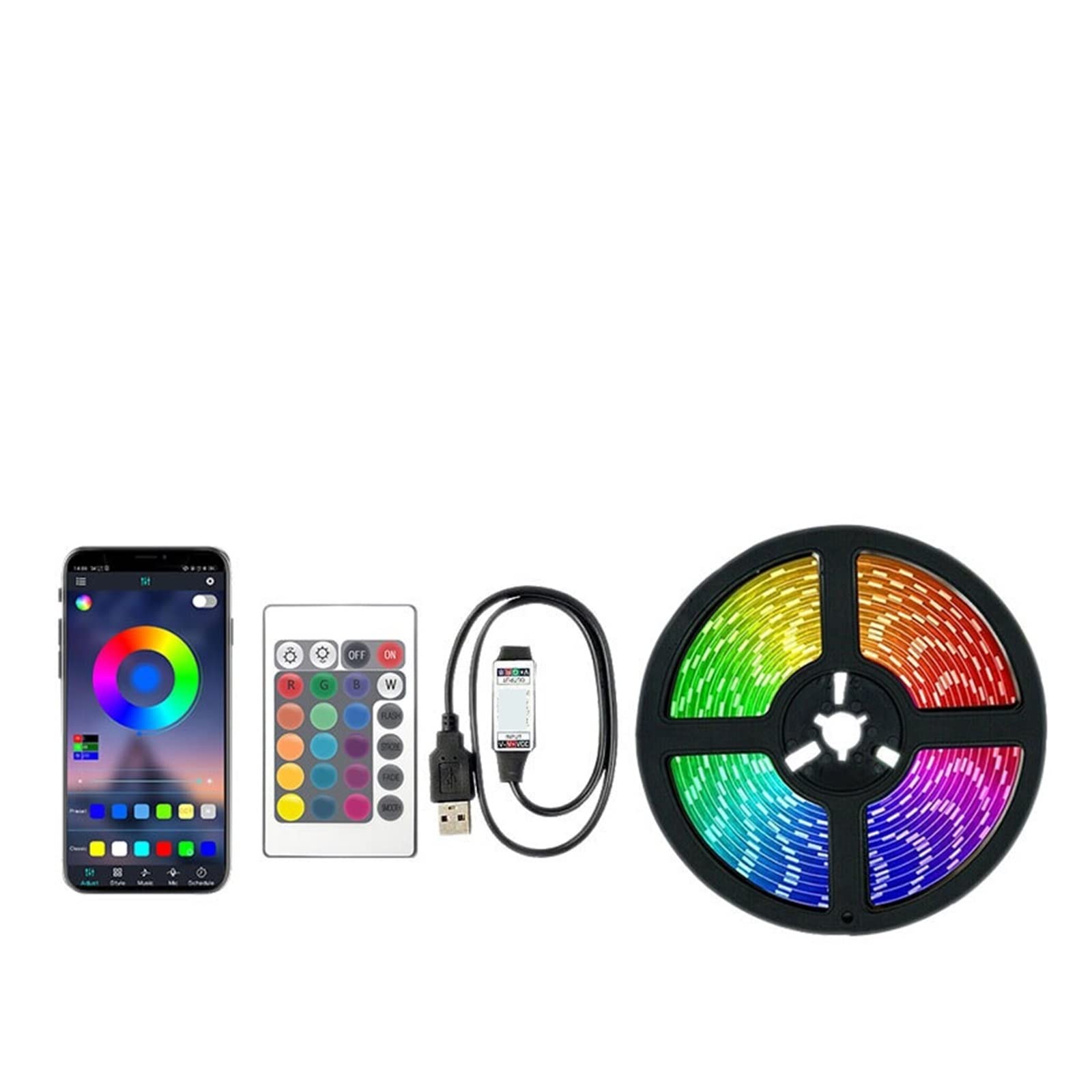 Taśma Led 20M Rgb z pilotem 5050 Usb Tv Podświetlenie Taśma Led 5V 15M Taśma Led do dekoracji ścian Sypialnia Gaming (Kolor: Zestaw kluczy Bluetooth 24 szt., rozmiar: 10 m)