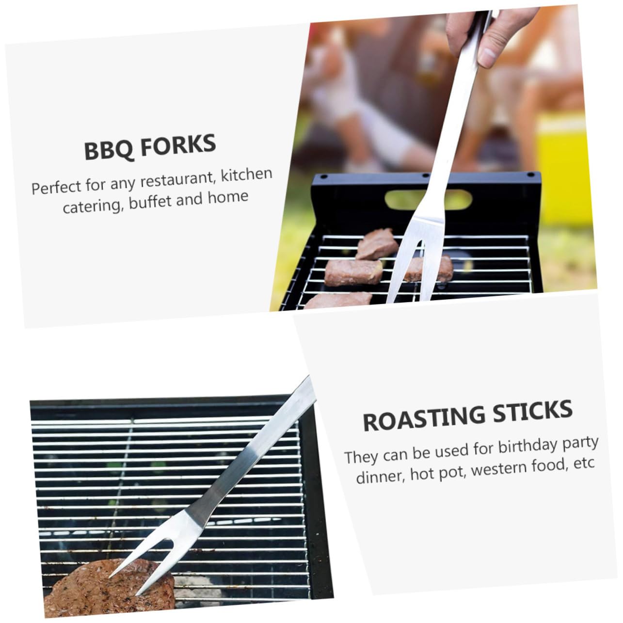 YARNOW 4stücke Edelstahl Bbq Gabeln Mit Langem Griff Robuste Grillwerkzeuge Für Gartenpartys Camping Und Restaurantgebrauch Rostfreies Material